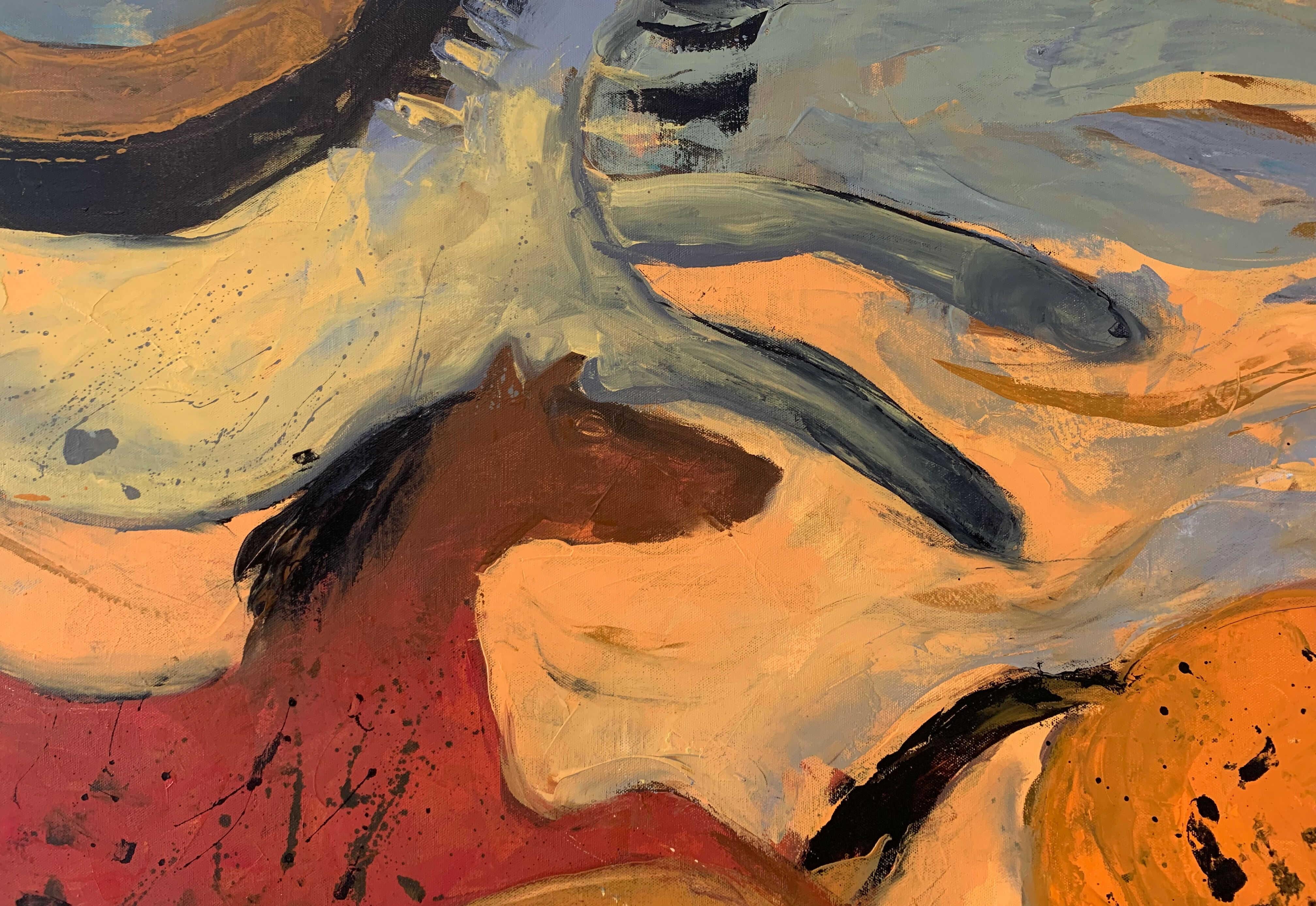 Horses. Contemporary Figurative Oil Painting, Warm tones, Animals, Polish artist 2