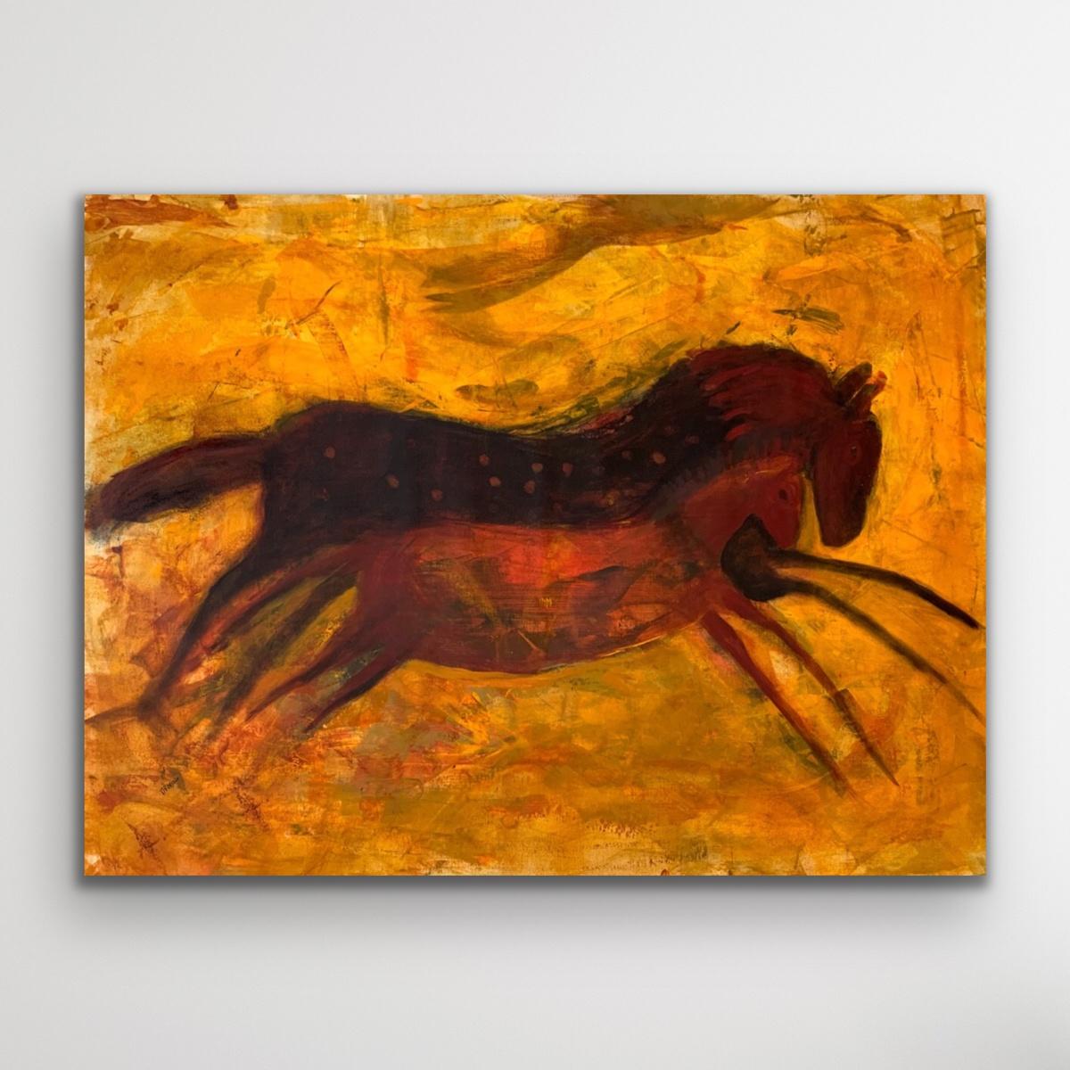 Horses. Contemporary Figurative Oil Painting, Warm tones, Animals, Polish artist 3