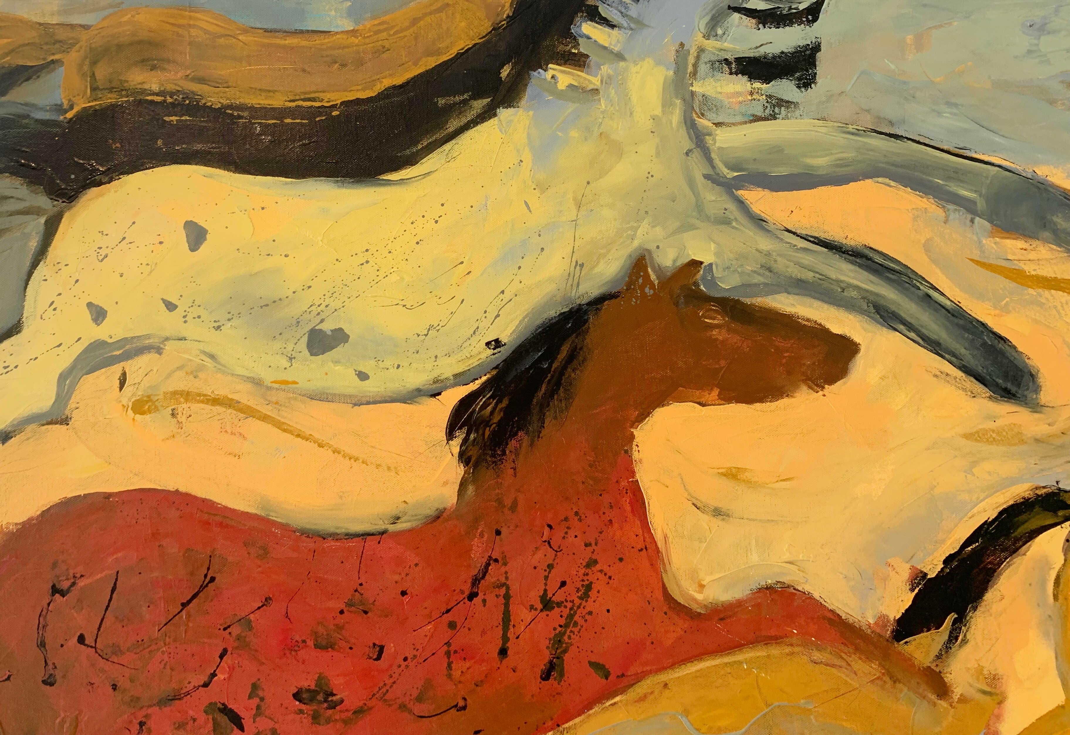 Horses. Contemporary Figurative Oil Painting, Warm tones, Animals, Polish artist 4