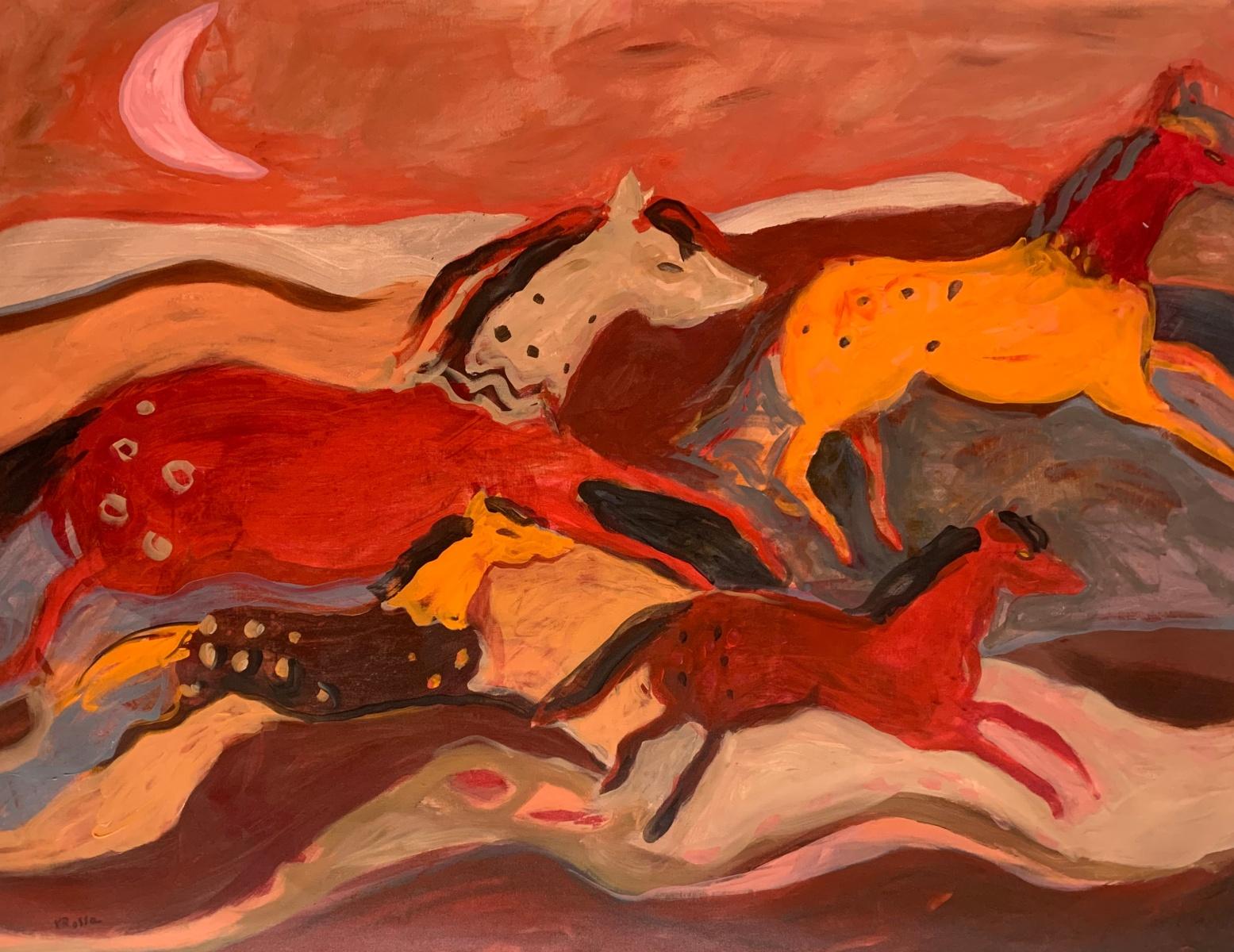 Monika Rossa Figurative Painting - Horses - Contemporary Oil Painting, Colorful