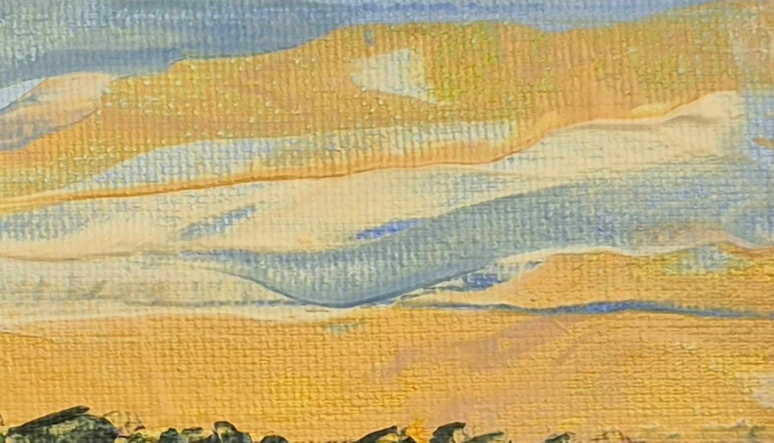 Landschaft - Zeitgenössische Ölgemälde, Landschaft, Farbenfroh, Polnischer Künstler (Braun), Landscape Painting, von Monika Rossa