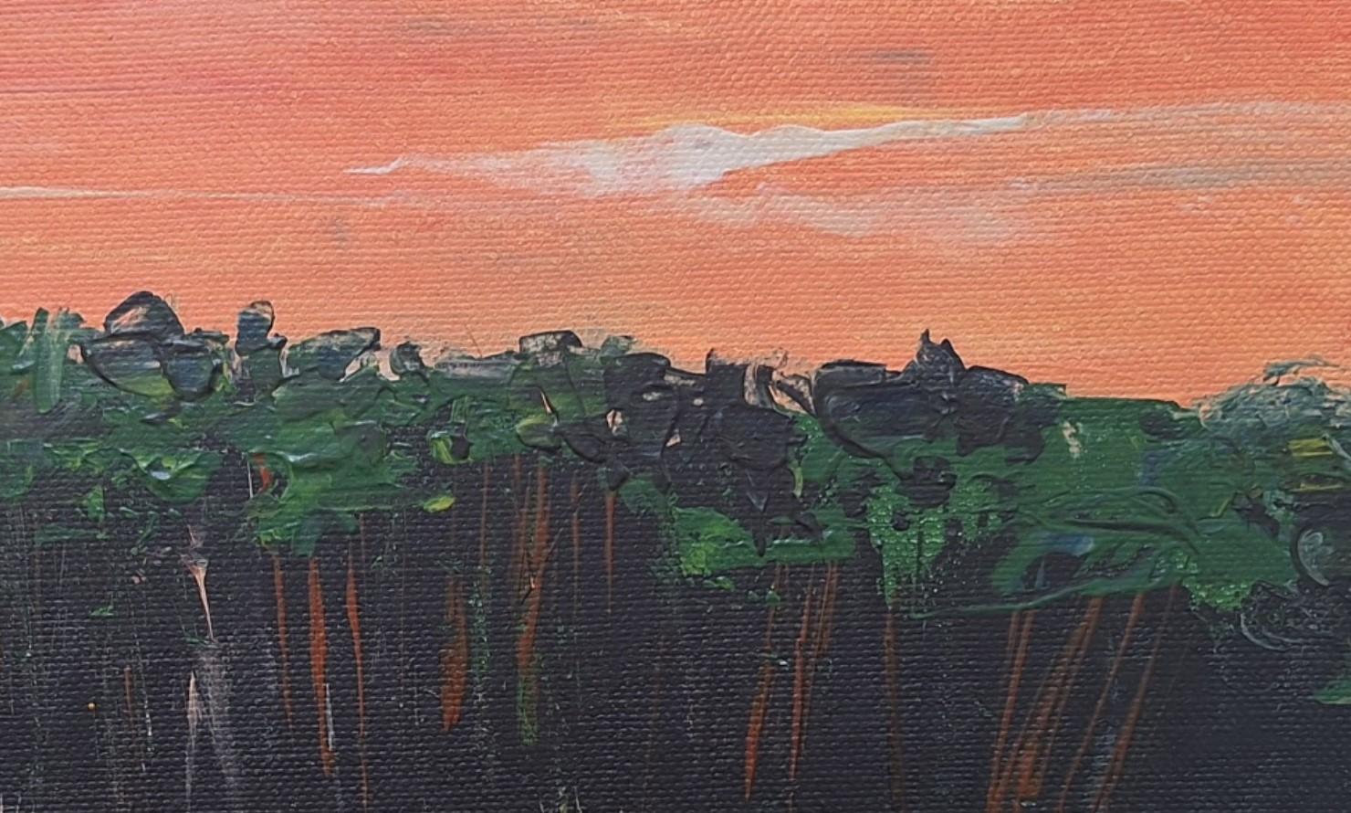 Landschaft - Zeitgenössische Ölmalerei, polnischer Künstler (Schwarz), Landscape Painting, von Monika Rossa