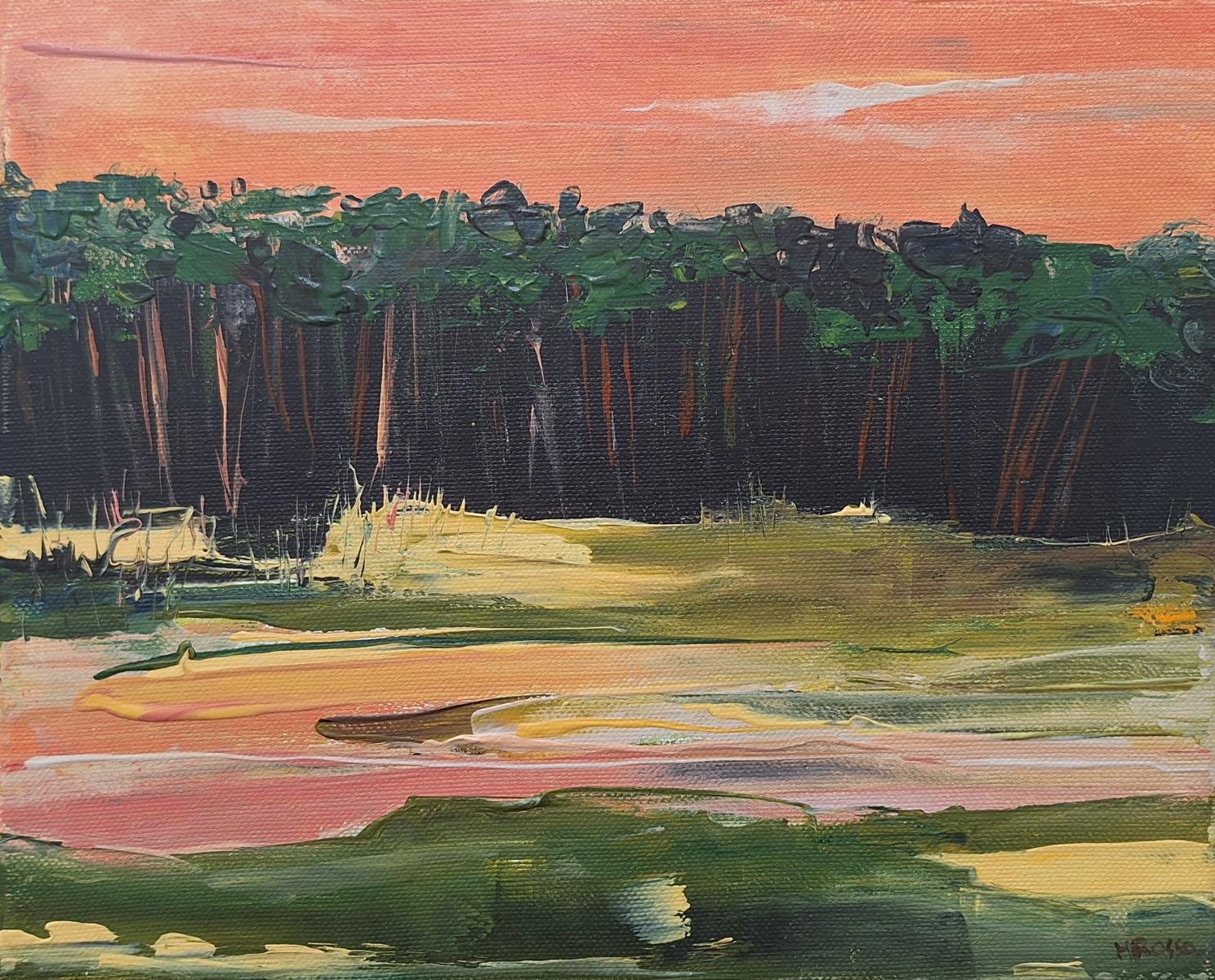 Landschaft - Zeitgenössische Ölmalerei, polnischer Künstler