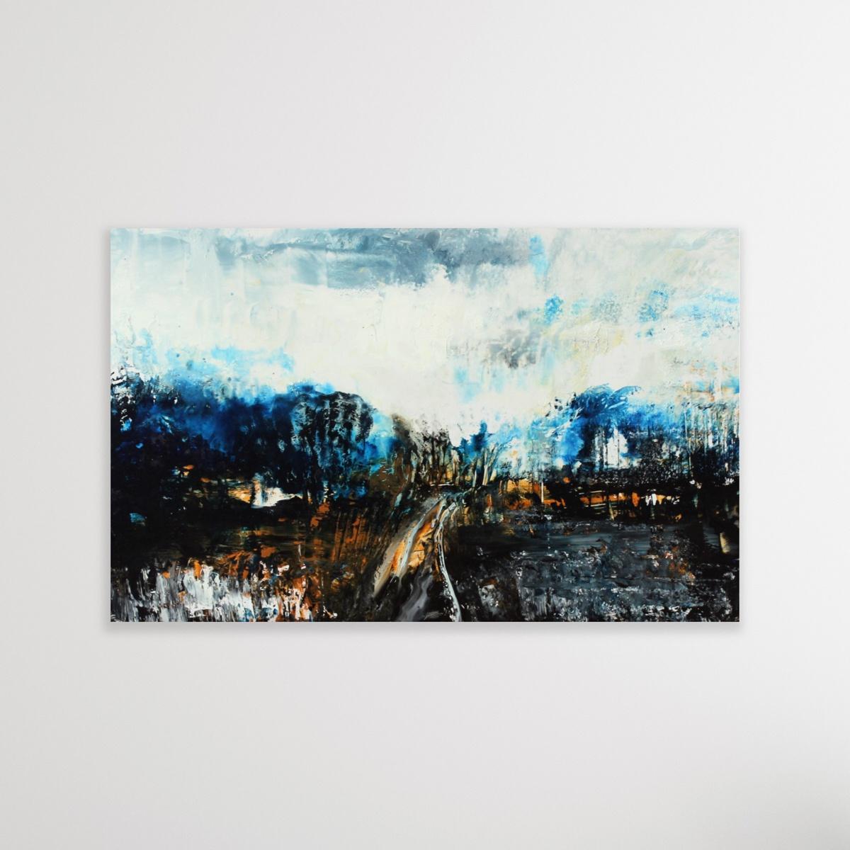 Landschaft – 21. Jahrhundert, zeitgenössische Öl- und Acrylmalerei, Abstrakte Malerei (Schwarz), Landscape Painting, von Monika Rossa