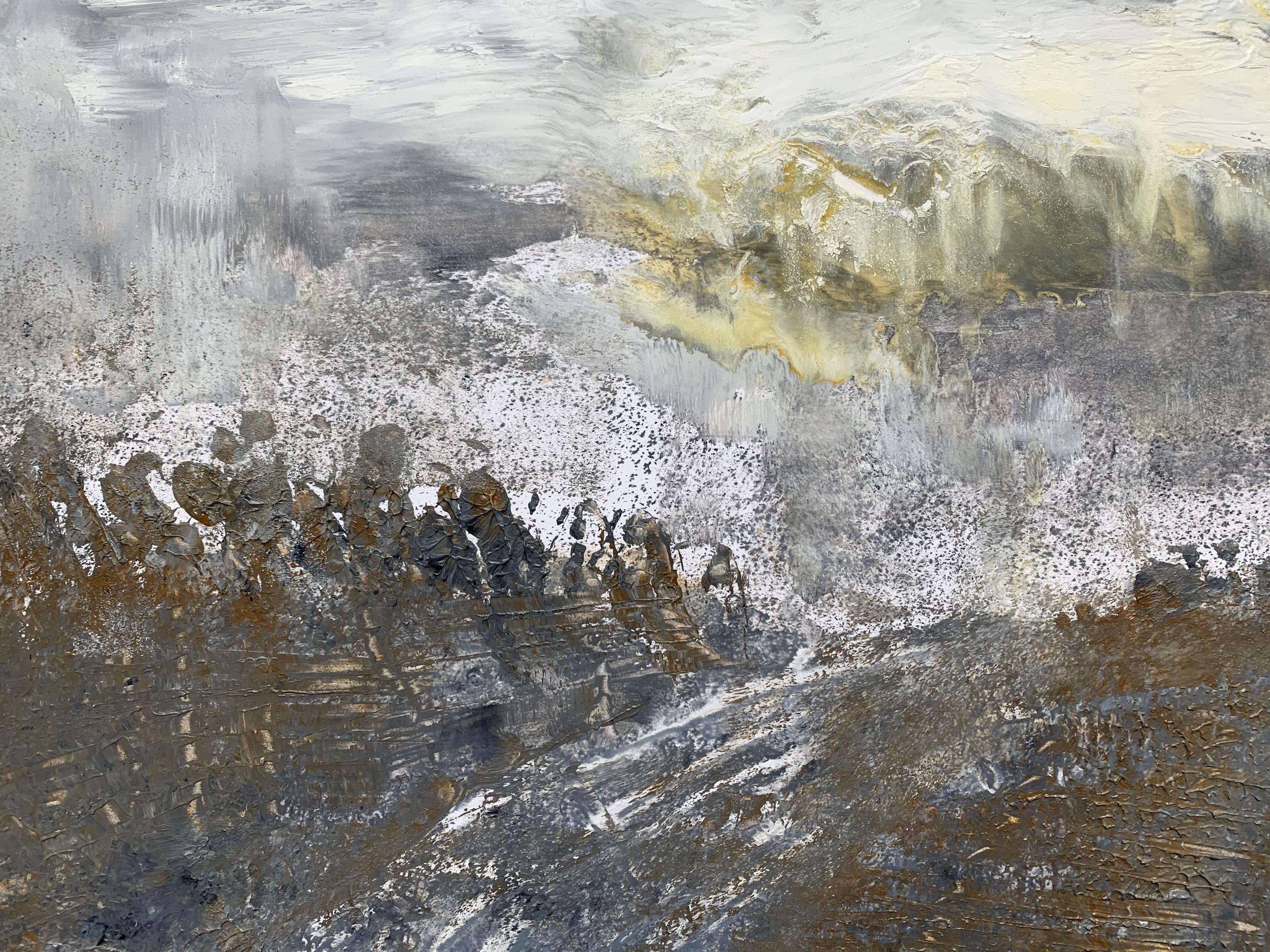 Landschaft – 21. Jahrhundert, zeitgenössische Öl- und Acrylmalerei, Abstrakte Malerei (Grau), Abstract Painting, von Monika Rossa