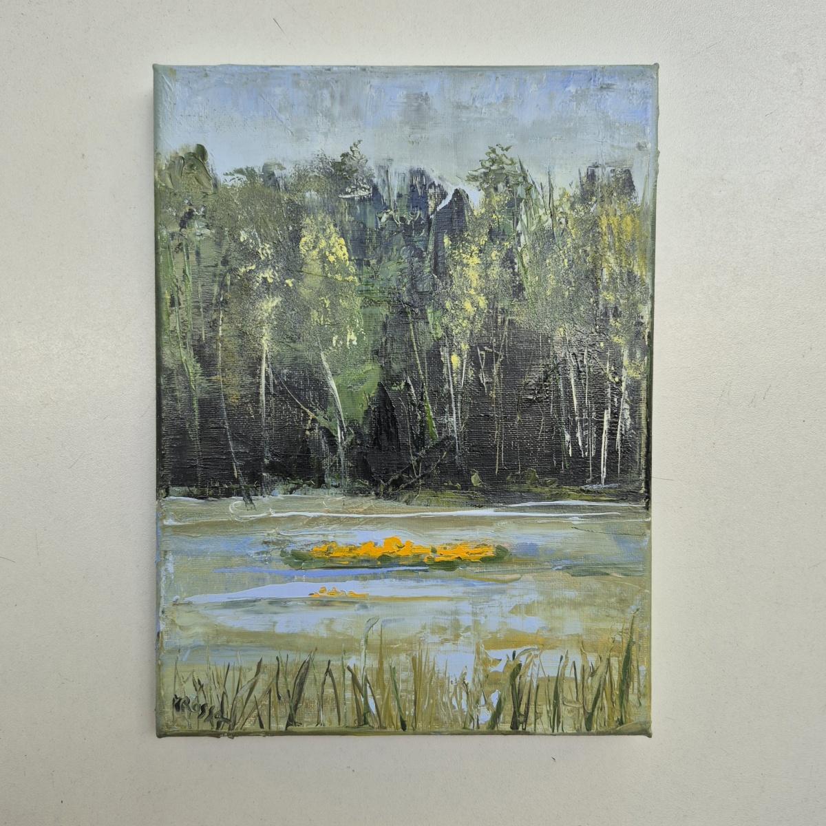 Ringelblumen - Zeitgenössische Ölgemälde, Landschaft, Farbenfroh, Polnischer Künstler – Painting von Monika Rossa