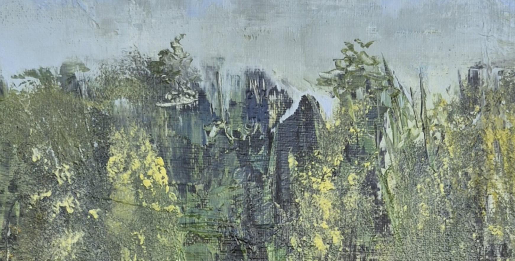 Ringelblumen - Zeitgenössische Ölgemälde, Landschaft, Farbenfroh, Polnischer Künstler (Grau), Landscape Painting, von Monika Rossa