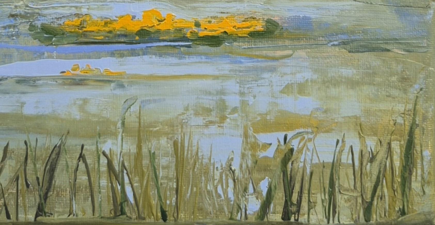 Ringelblumen - Zeitgenössische Ölgemälde, Landschaft, Farbenfroh, Polnischer Künstler im Angebot 3