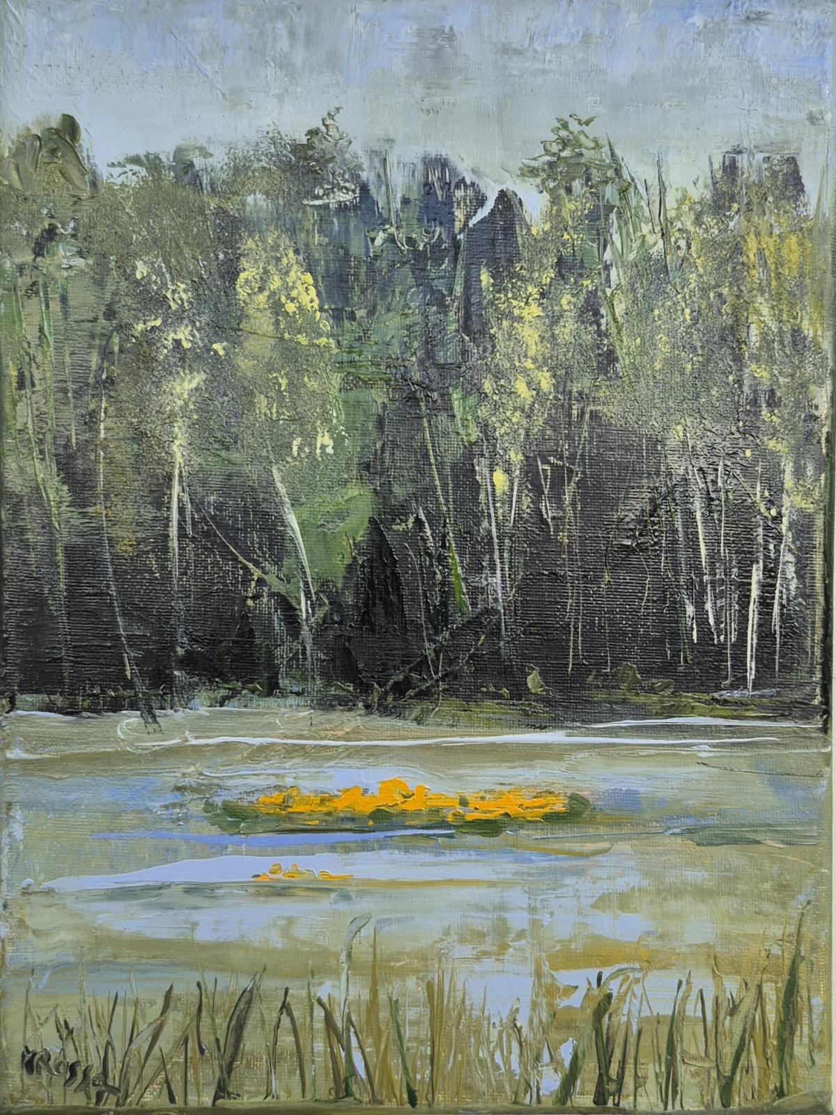 Monika Rossa Landscape Painting – Ringelblumen - Zeitgenössische Ölgemälde, Landschaft, Farbenfroh, Polnischer Künstler