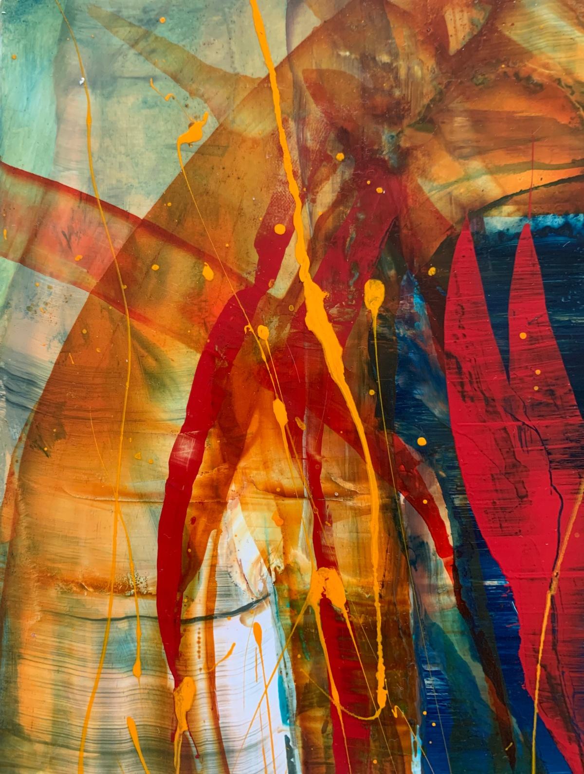 Modalità 12. Astrazione Pittura acrilica su tavola, colorata, artista polacco - Painting Contemporaneo di Monika Rossa