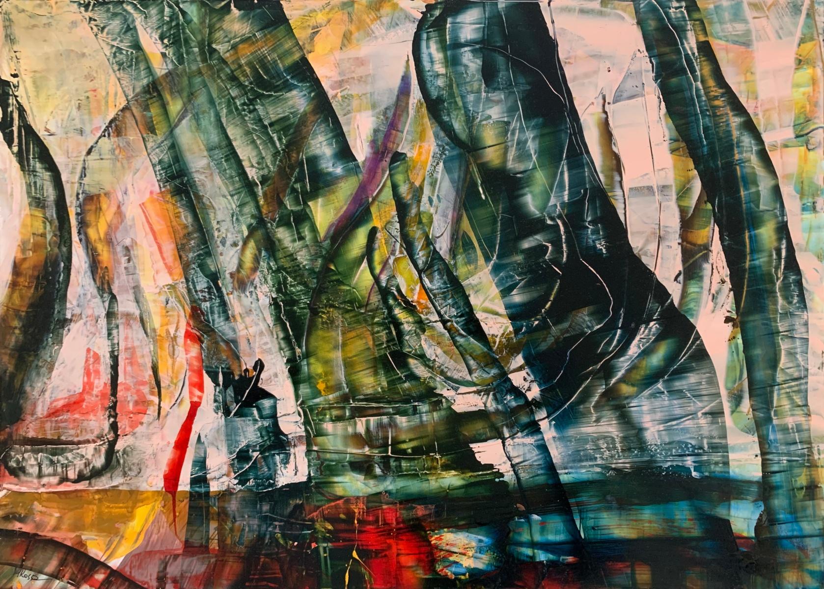 Modalità 16. Astrazione Pittura acrilica su tavola, colorata, artista polacco