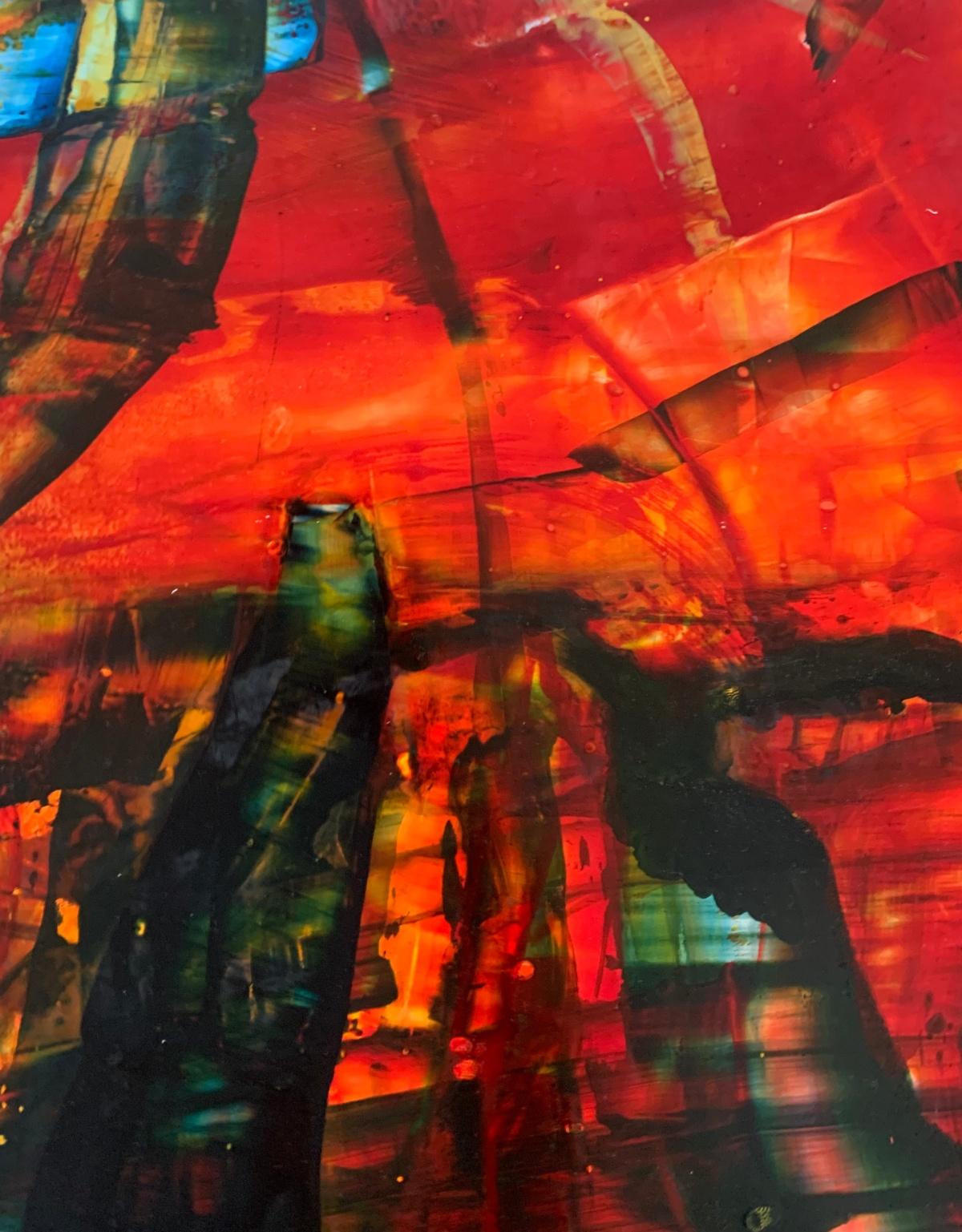 Modalità 17. Astrazione Pittura acrilica su tavola, colorata, artista polacco - Painting Contemporaneo di Monika Rossa