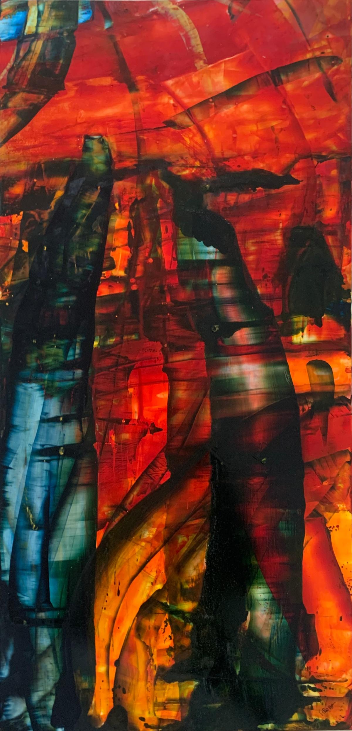 Figurative Painting di Monika Rossa - Modalità 17. Astrazione Pittura acrilica su tavola, colorata, artista polacco