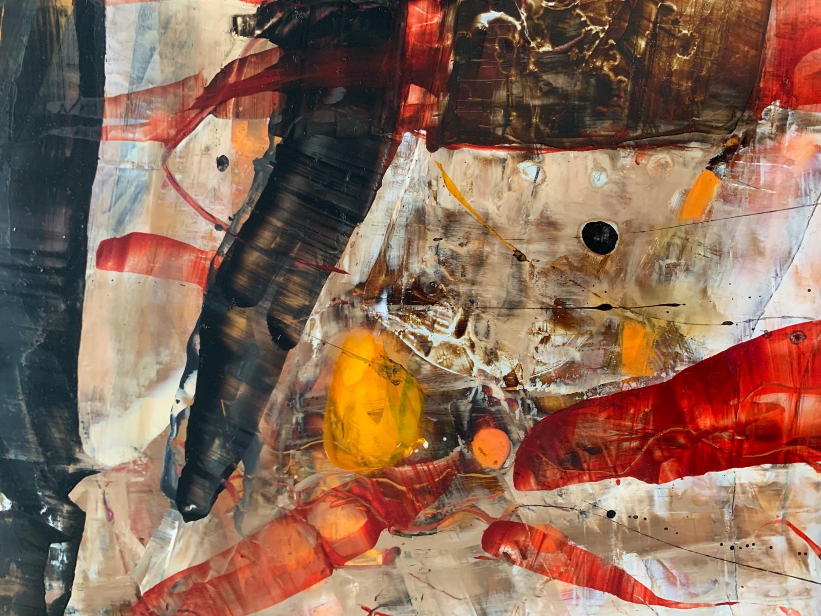 Modalità 18. Astrazione Pittura acrilica su tavola, colorata, artista polacco - Painting di Monika Rossa