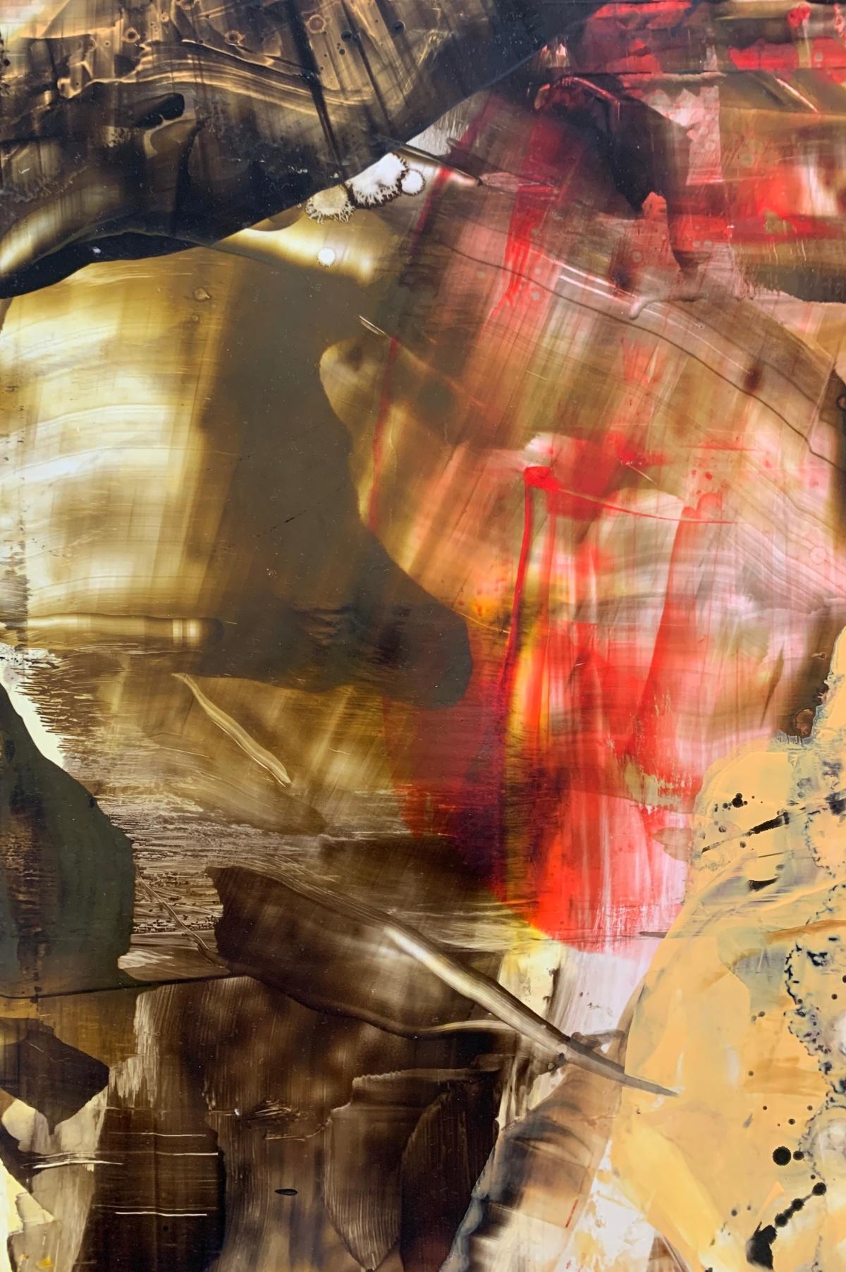 Modalità 4. Astrazione Pittura acrilica su tavola, colorata, artista polacco - Painting Contemporaneo di Monika Rossa