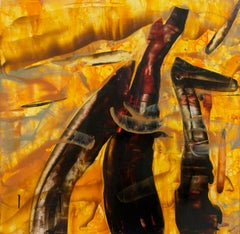 Modalité 9, Abstraction, peinture acrylique sur panneau, colorée, artiste polonais