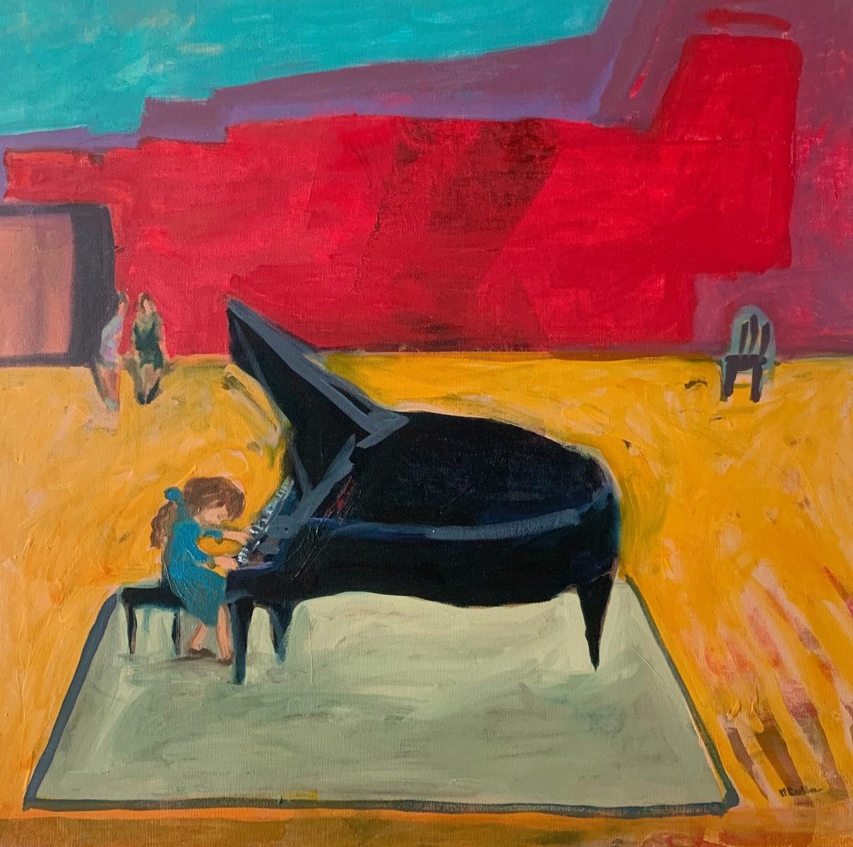 Monika Rossa Figurative Painting - Piano - Contemporary Oil Painting, Colorful