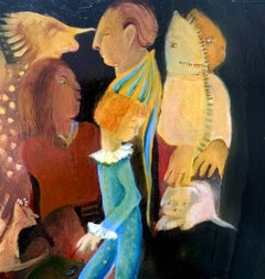 Pierrot. Surrealista, Fantasía Pintura al óleo sobre tabla, Arte polaco