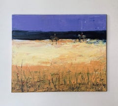 Riders - Contemporary Figurative Oil Painting, Warm tones, Landscape