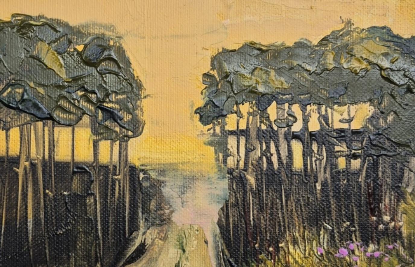 Straße - Zeitgenössische Ölgemälde, Landschaft, farbenfroh, polnischer Künstler im Angebot 1