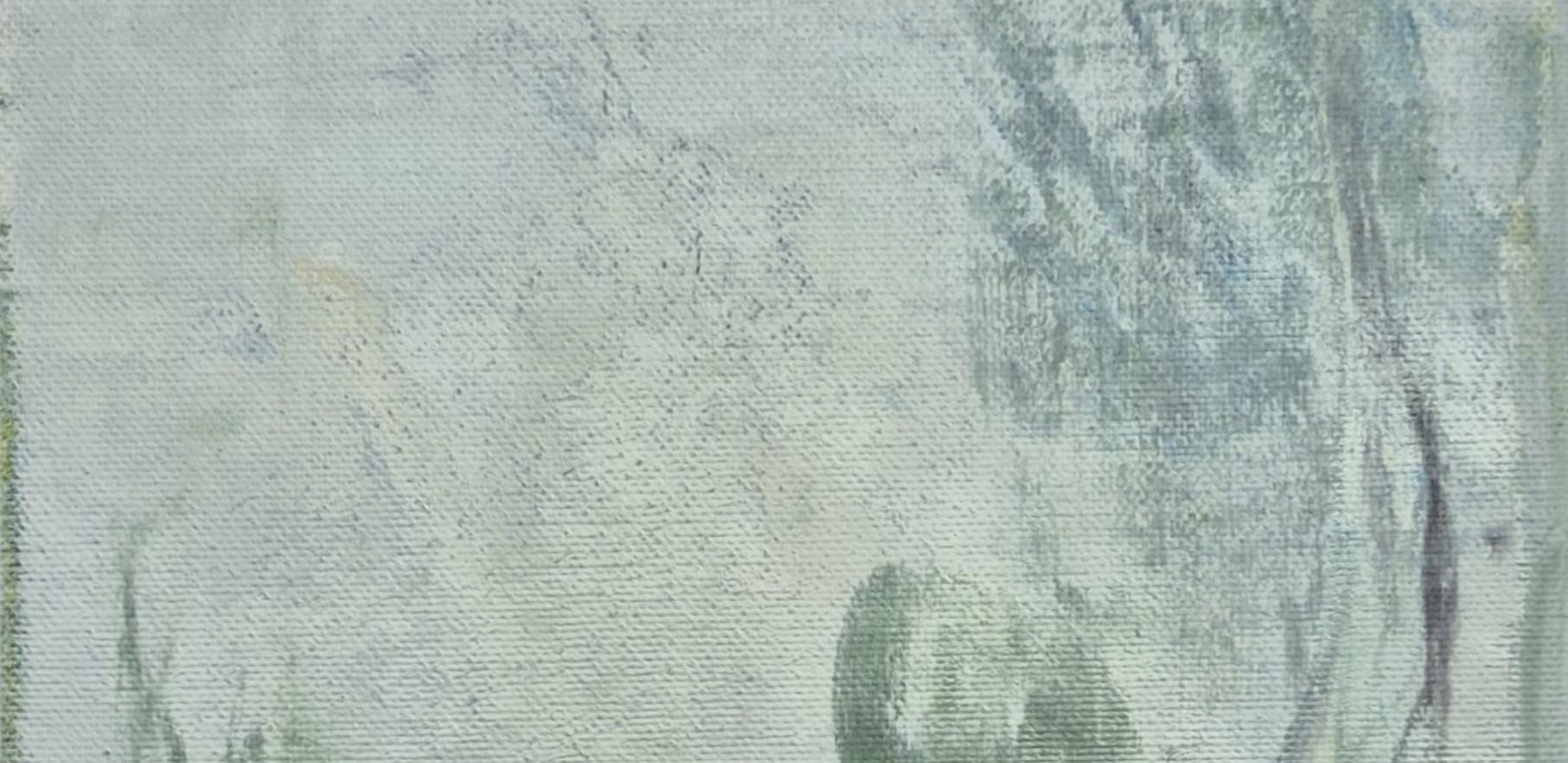 Vertikale Landschaft - Zeitgenössische Ölmalerei, polnischer Künstler (Grau), Landscape Painting, von Monika Rossa