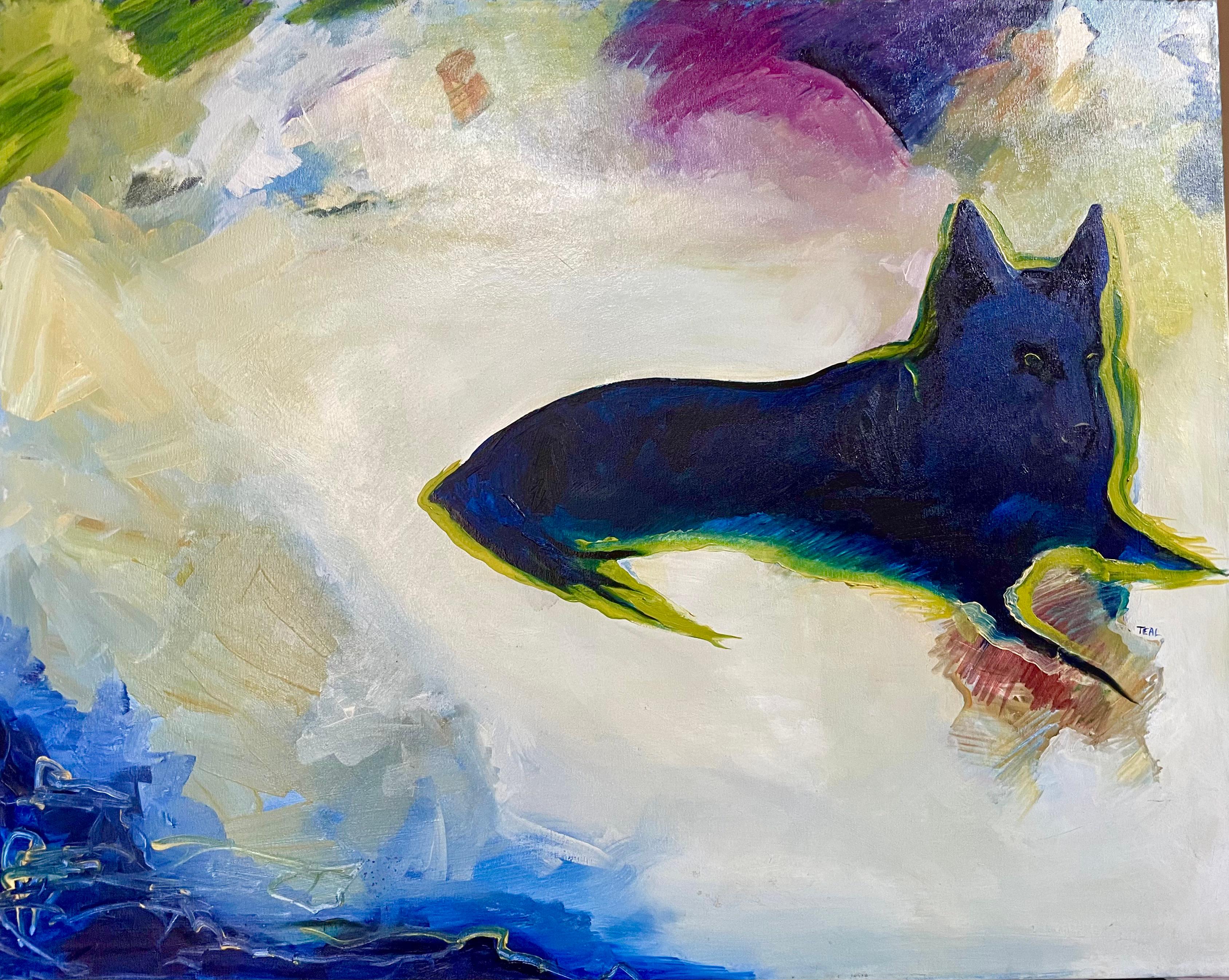 Monika Teal Animal Painting - Im Bach