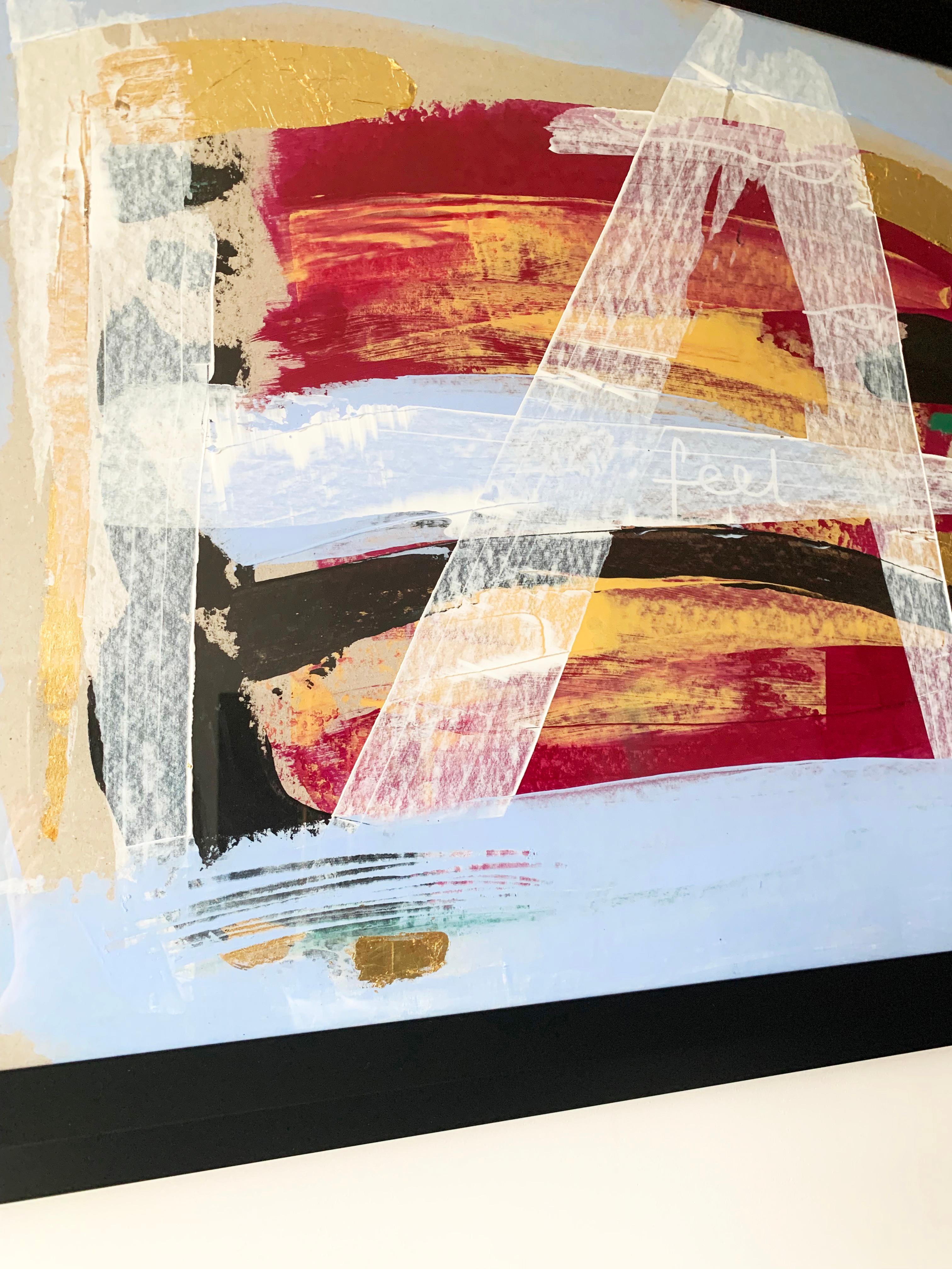 FEEL - Peinture expressionniste abstraite Bleu Pastel Carton 2022 en vente 5