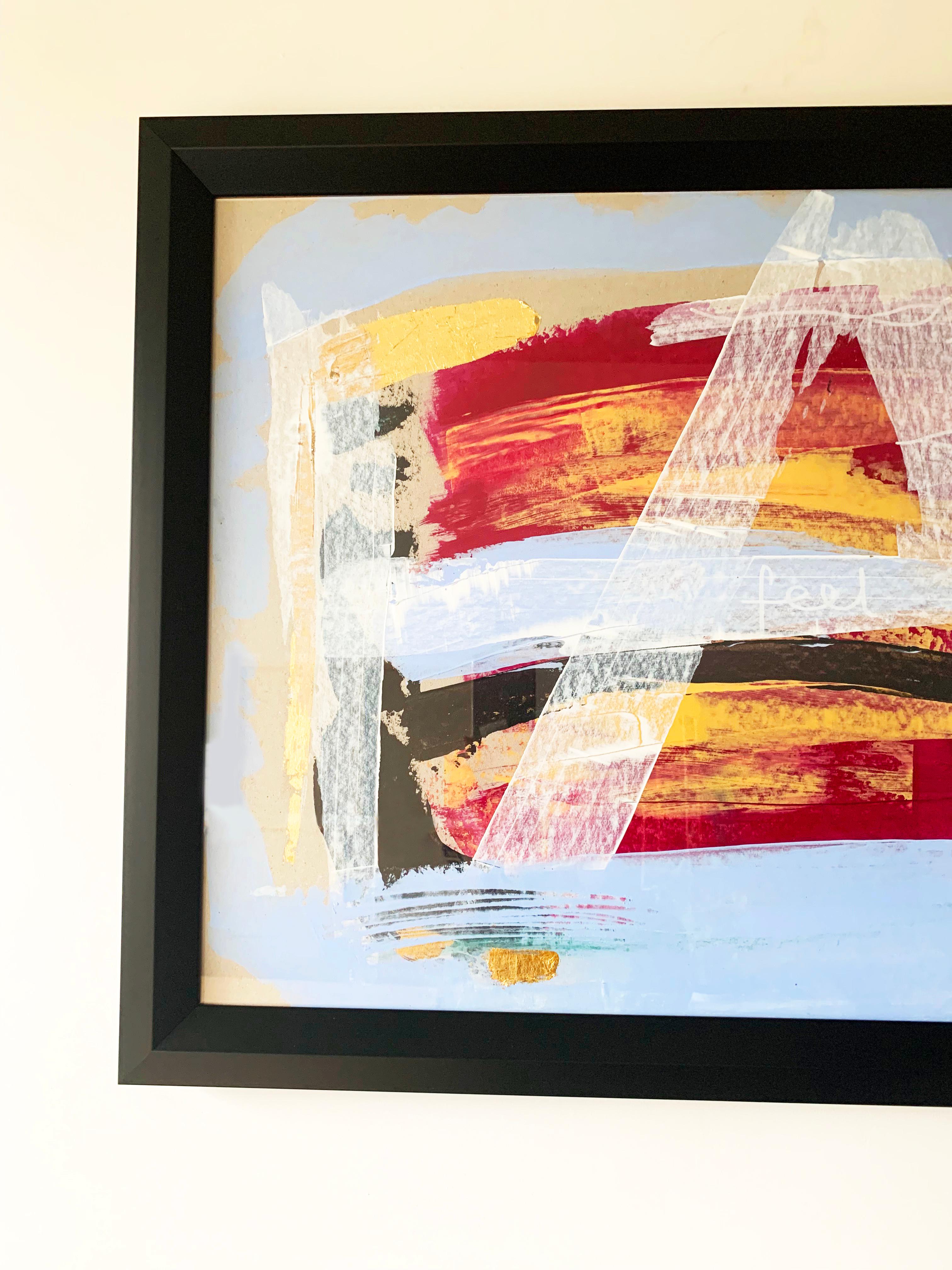 FEEL - Peinture expressionniste abstraite Bleu Pastel Carton 2022 en vente 4