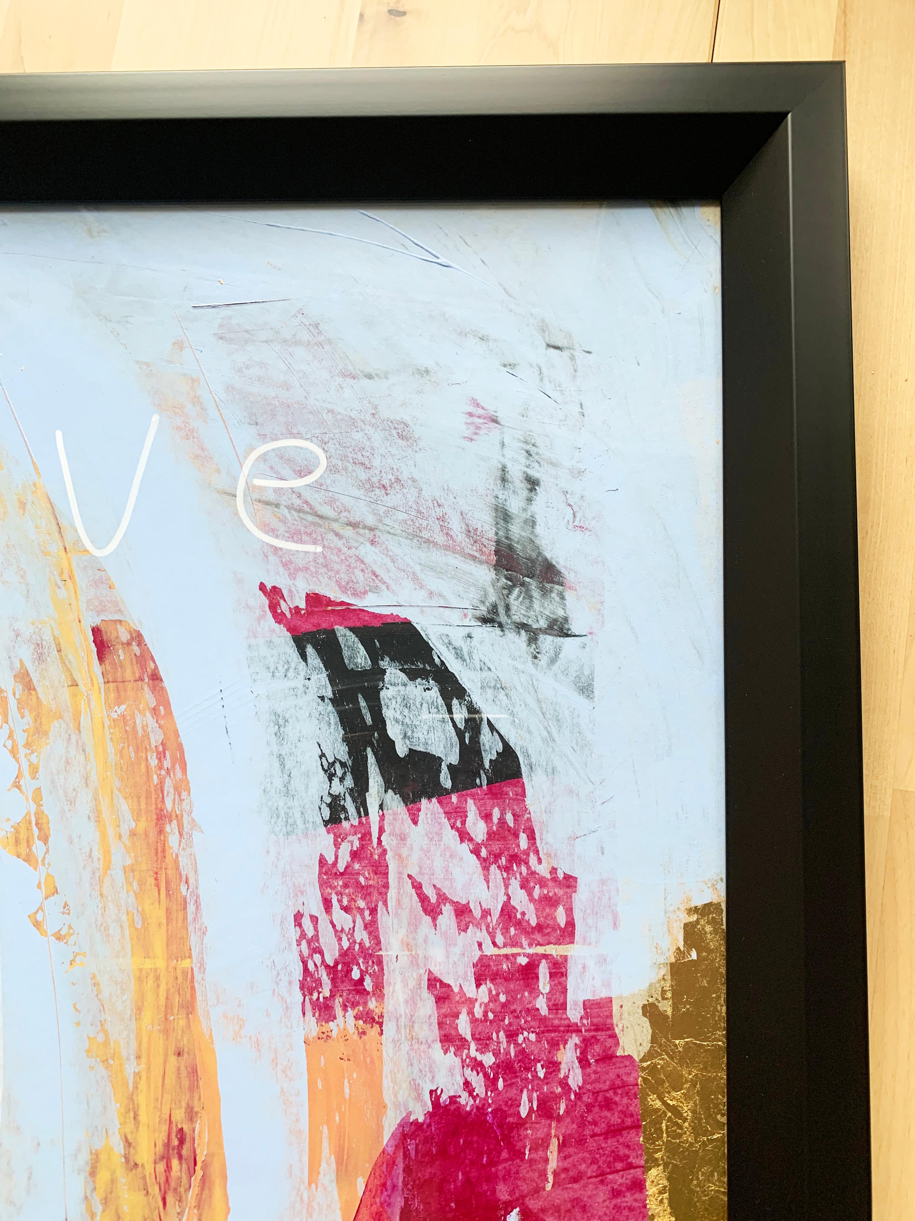 LOVE - Peinture expressionniste abstraite Pastel doré Carton 2022 en vente 4