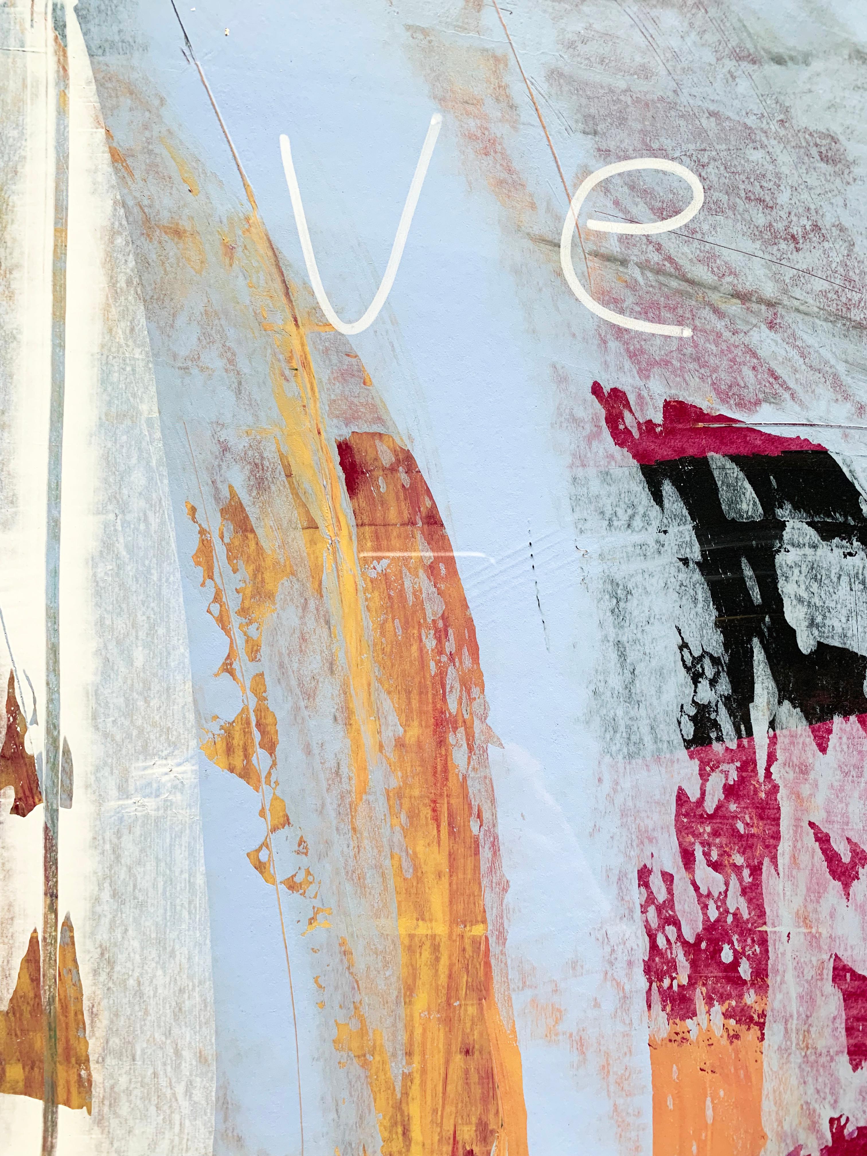 LOVE - Peinture expressionniste abstraite Pastel doré Carton 2022 en vente 6