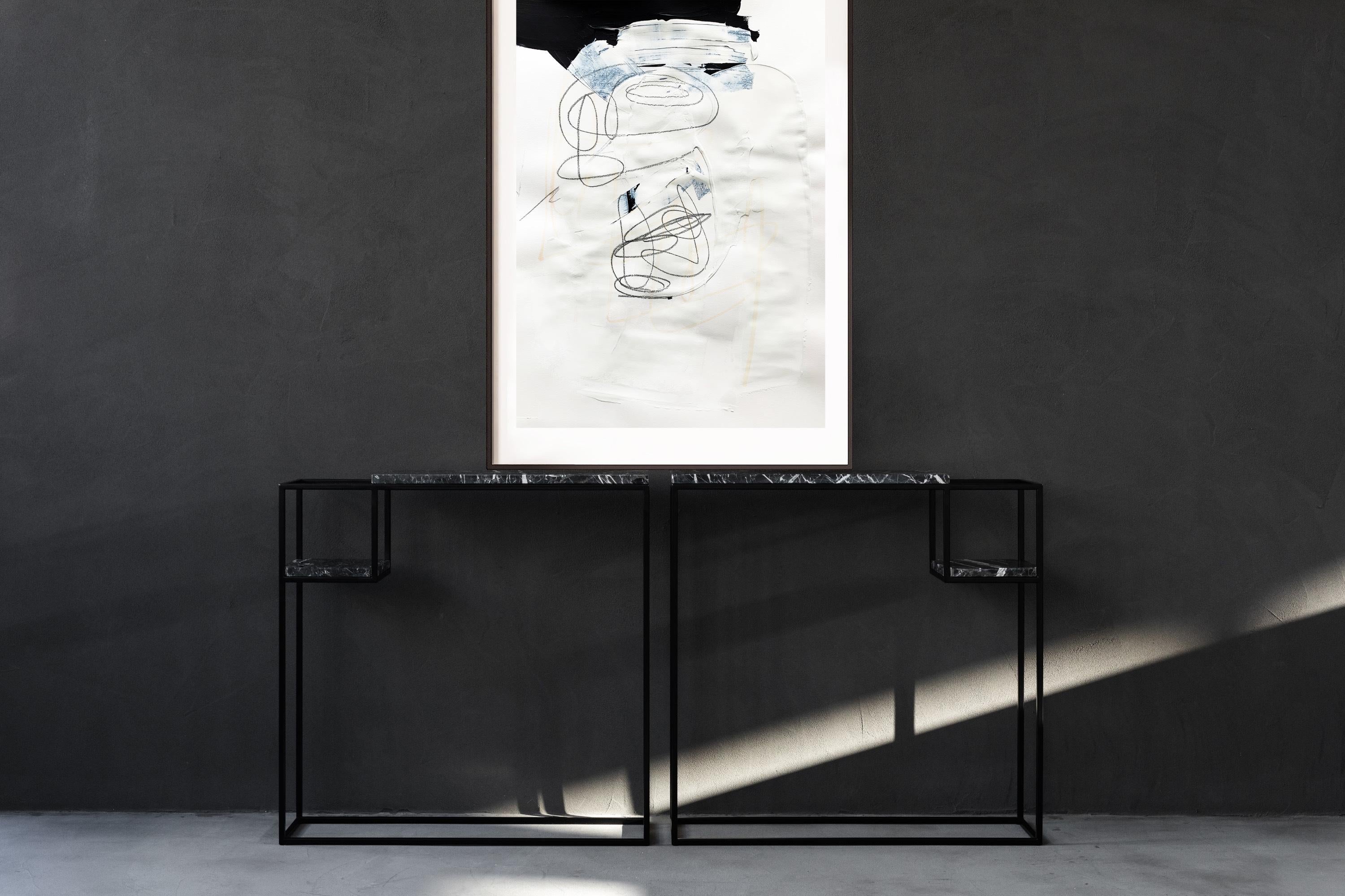 Free White 3 - Abstraktes Gemälde mit Struktur in Weiß und Schwarz auf Papier, 2025 im Angebot 9