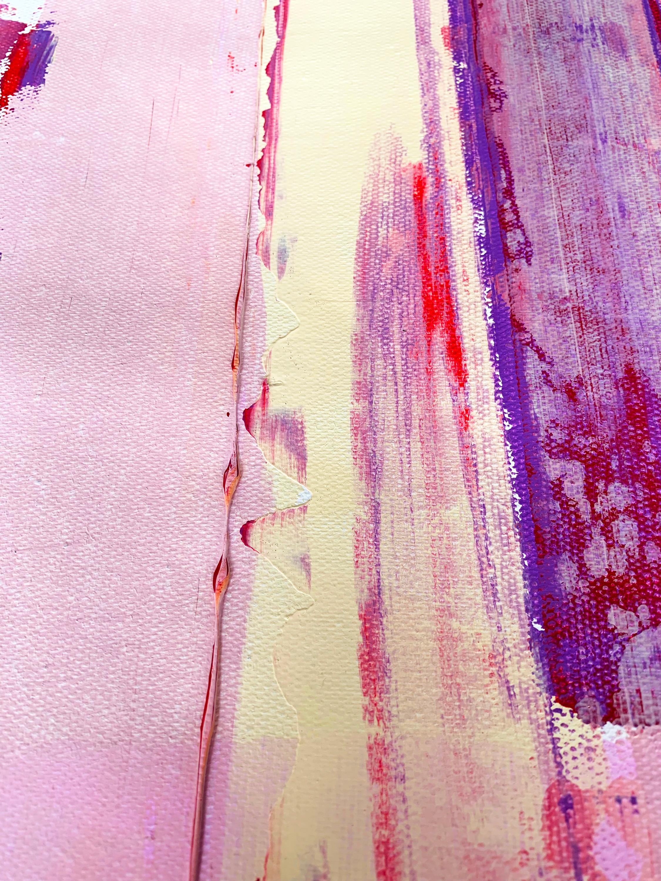 Free 1 - Pittura acrilica astratta su tela con texture rossa e viola 2024 in vendita 1