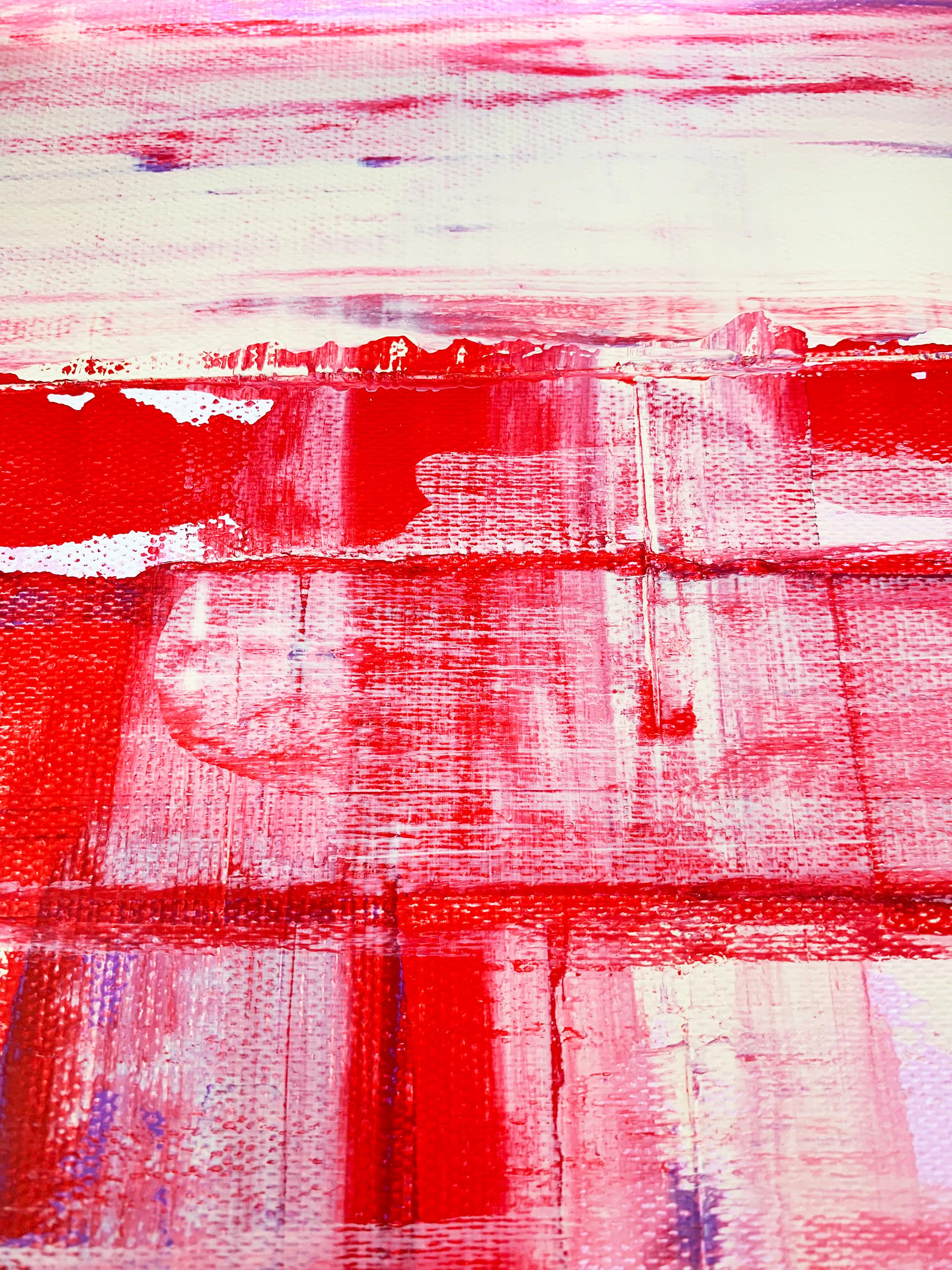Free 1 - Pittura acrilica astratta su tela con texture rossa e viola 2024 in vendita 2
