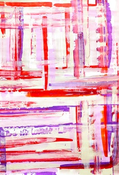 Free 1 - Pittura acrilica astratta su tela con texture rossa e viola 2024