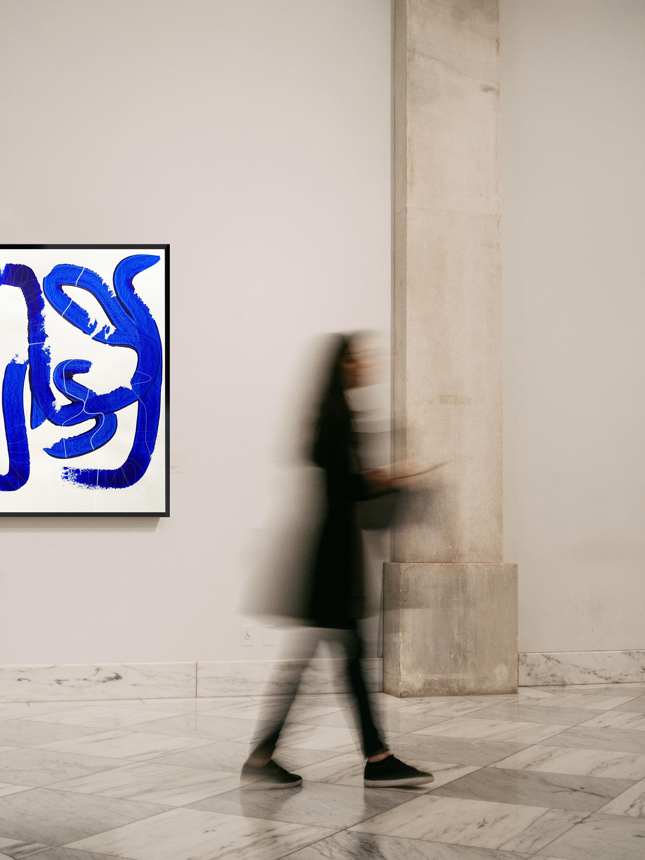 Free Blue 3319 – Textured Blue and White Abstract Painting on Paper, 2025 For Sale 2