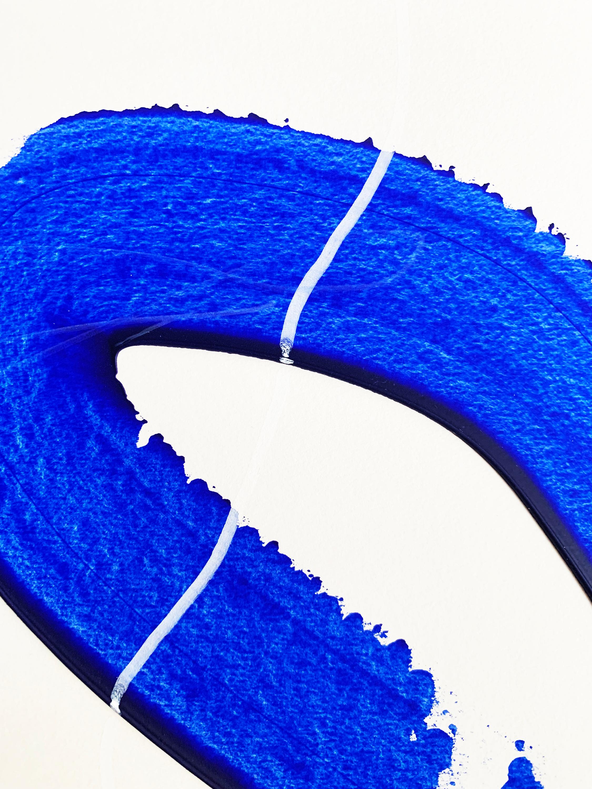 Free Blue 3319 – Textured Blue and White Abstract Painting on Paper, 2025 For Sale 3