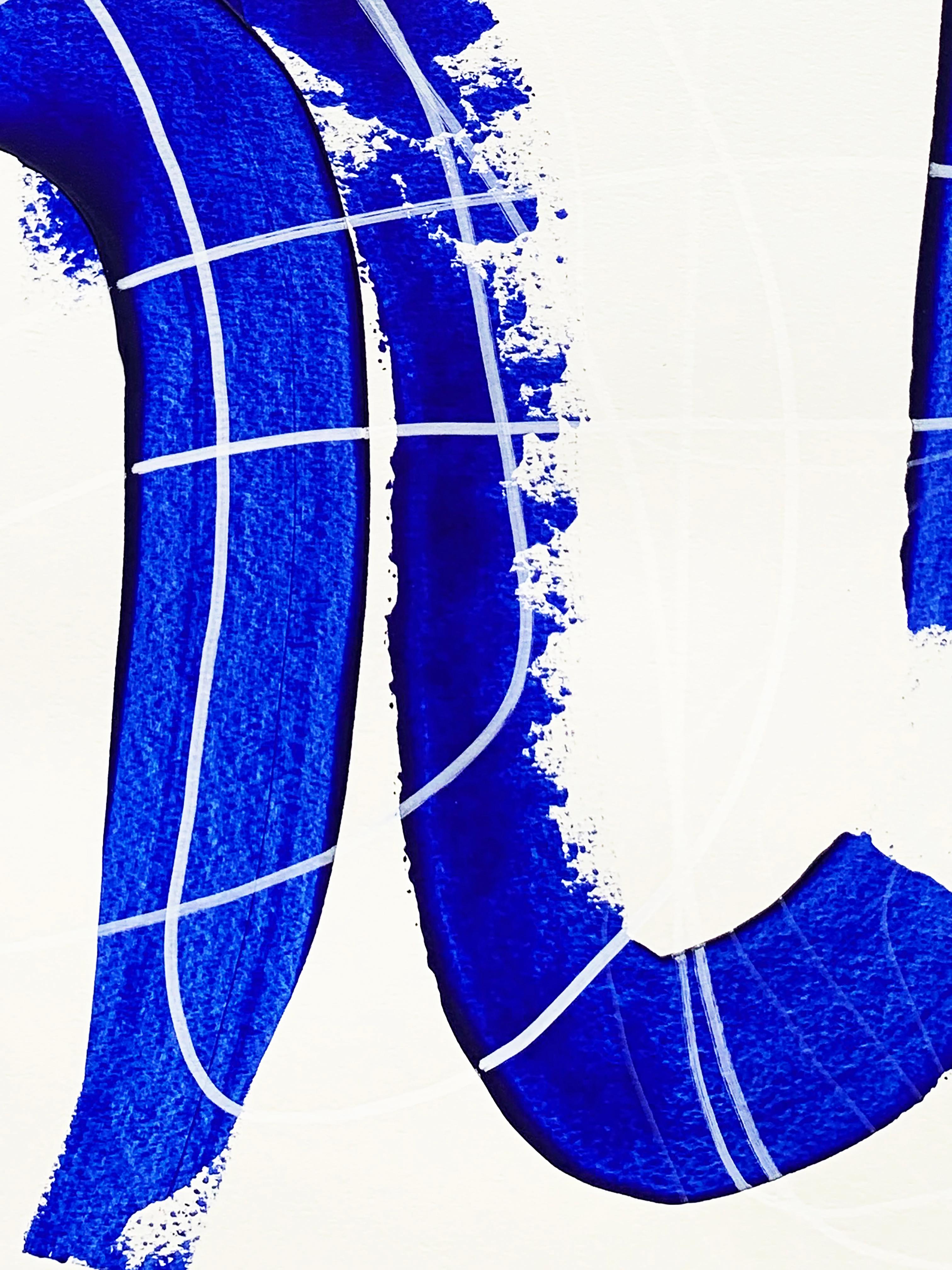 Free Blue 3321 - Abstraktes Gemälde mit Struktur in Blau und Weiß auf Papier, 2025 im Angebot 3