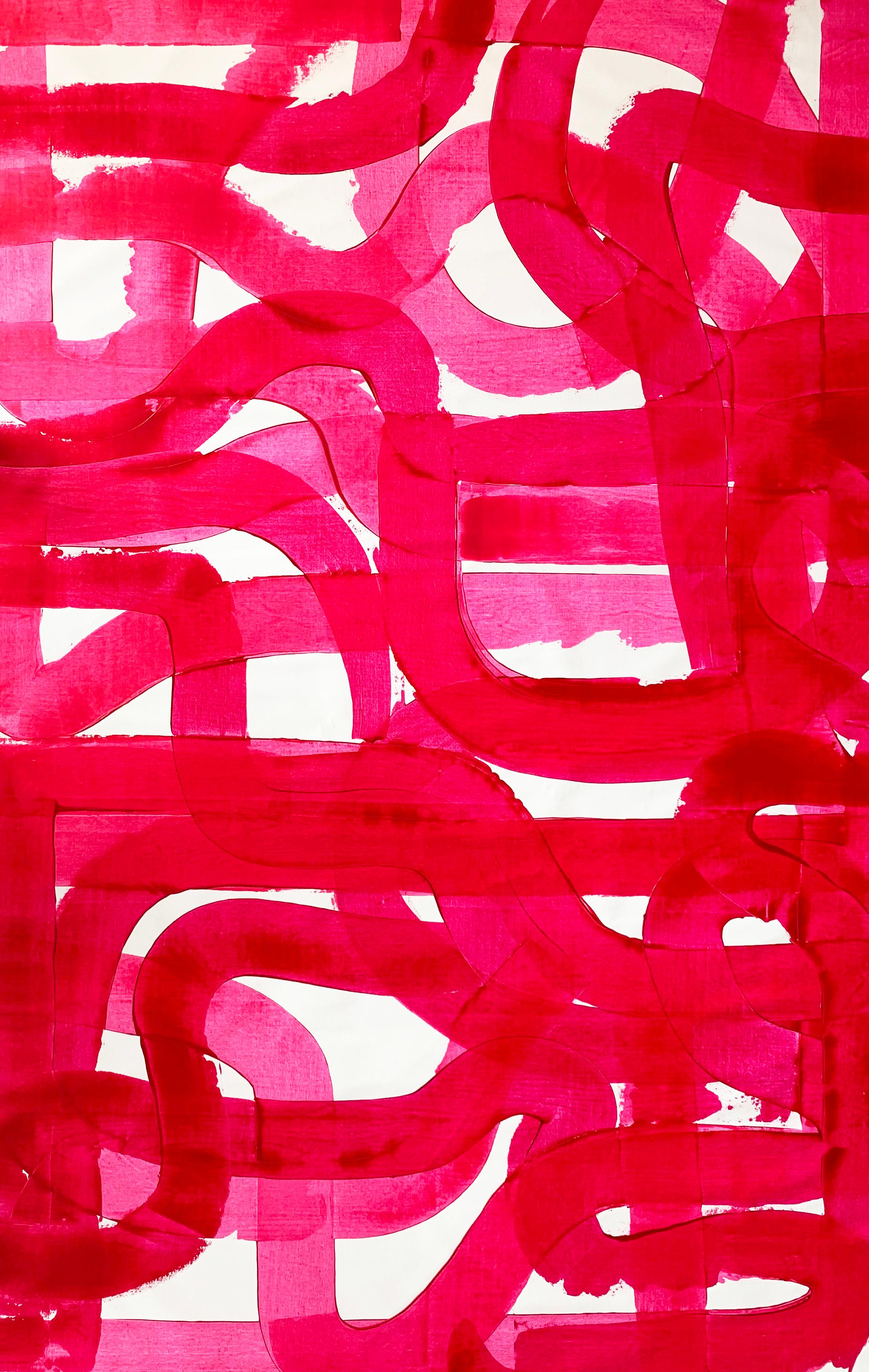 Free Love Magenta – Textured Magenta Abstract Painting on Canvas, 2024 For Sale 7