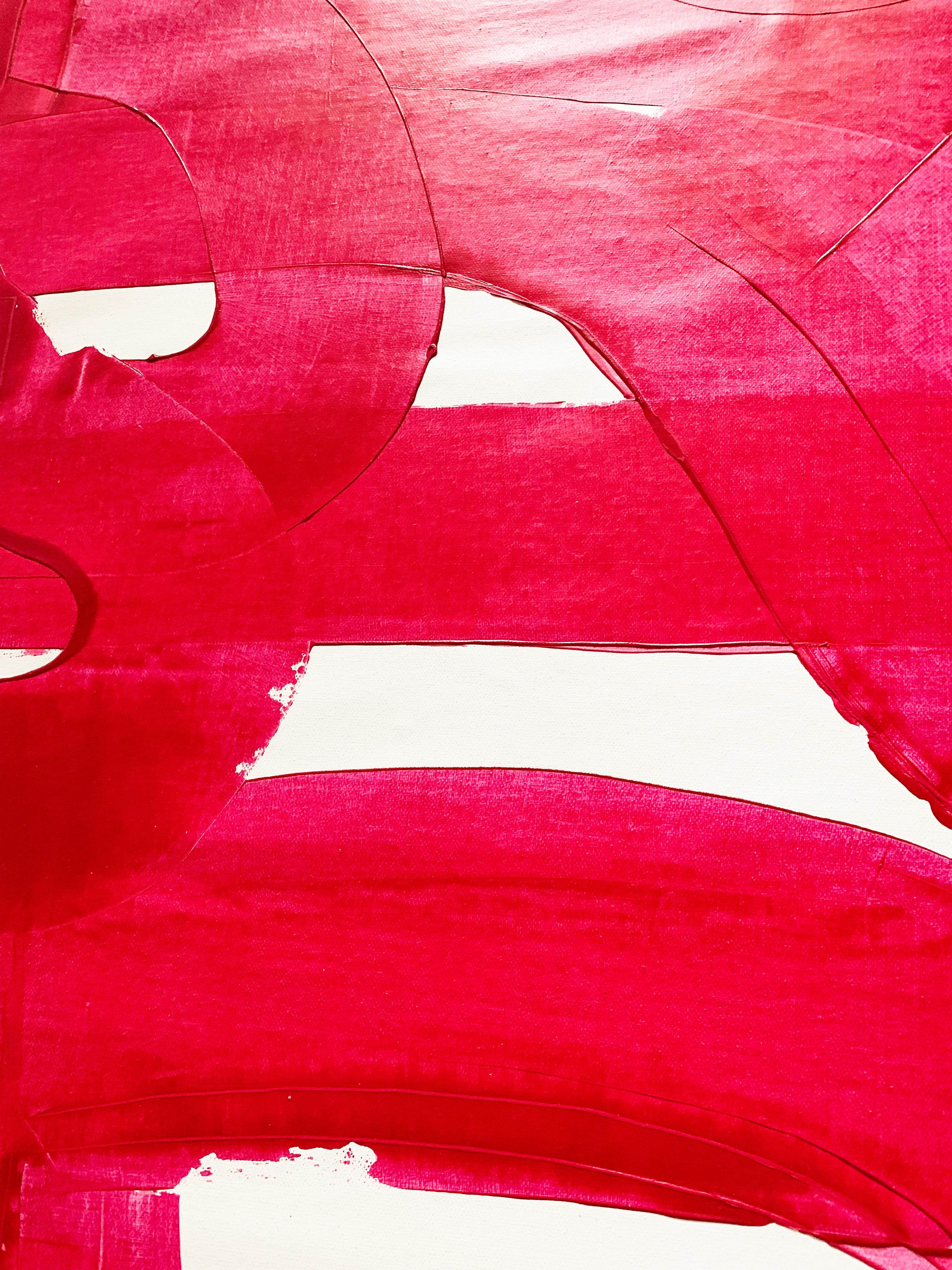 Free Love Magenta – Textured Magenta Abstract Painting on Canvas, 2024 For Sale 1