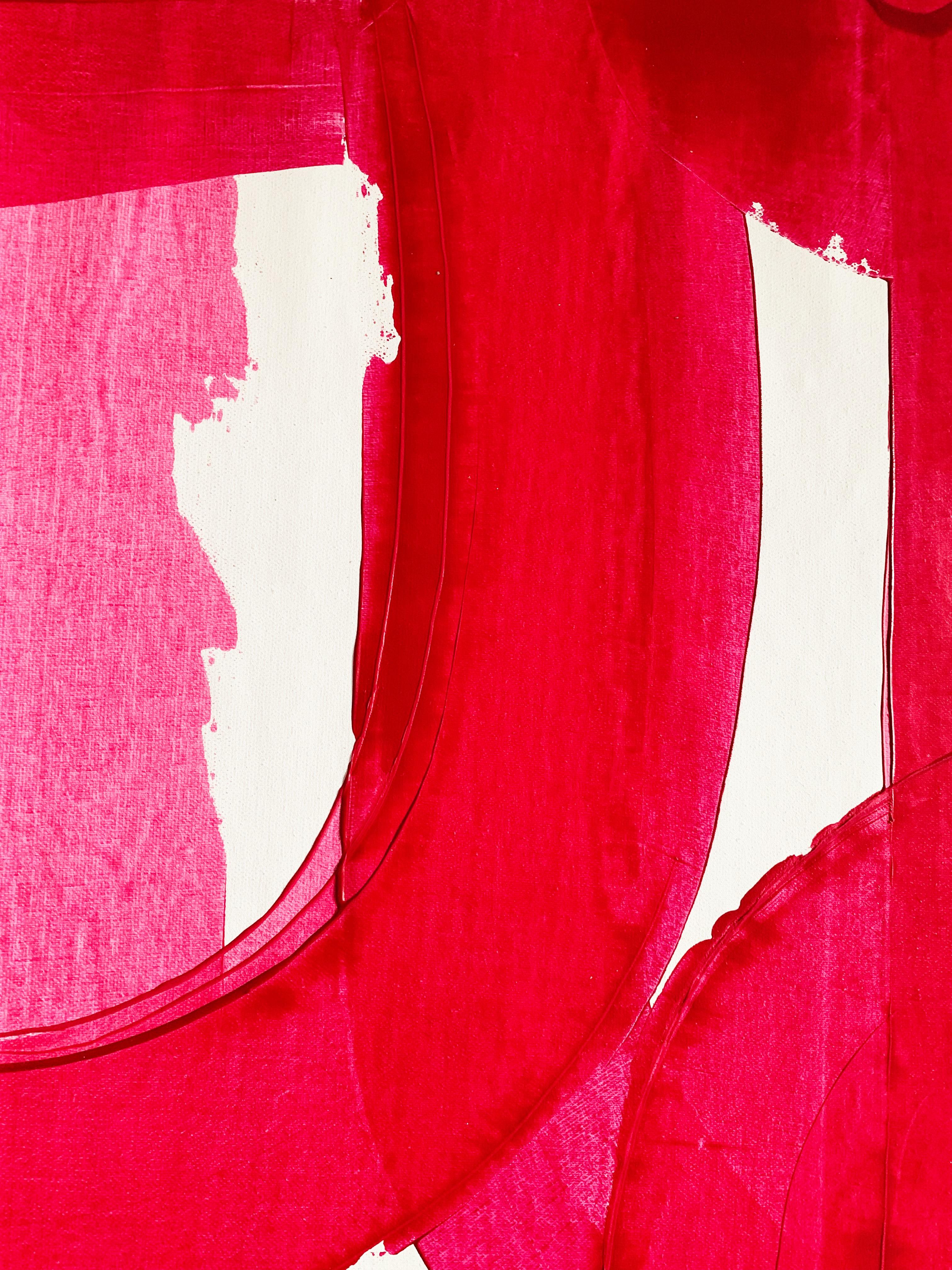 Free Love Magenta – Textured Magenta Abstract Painting on Canvas, 2024 For Sale 2
