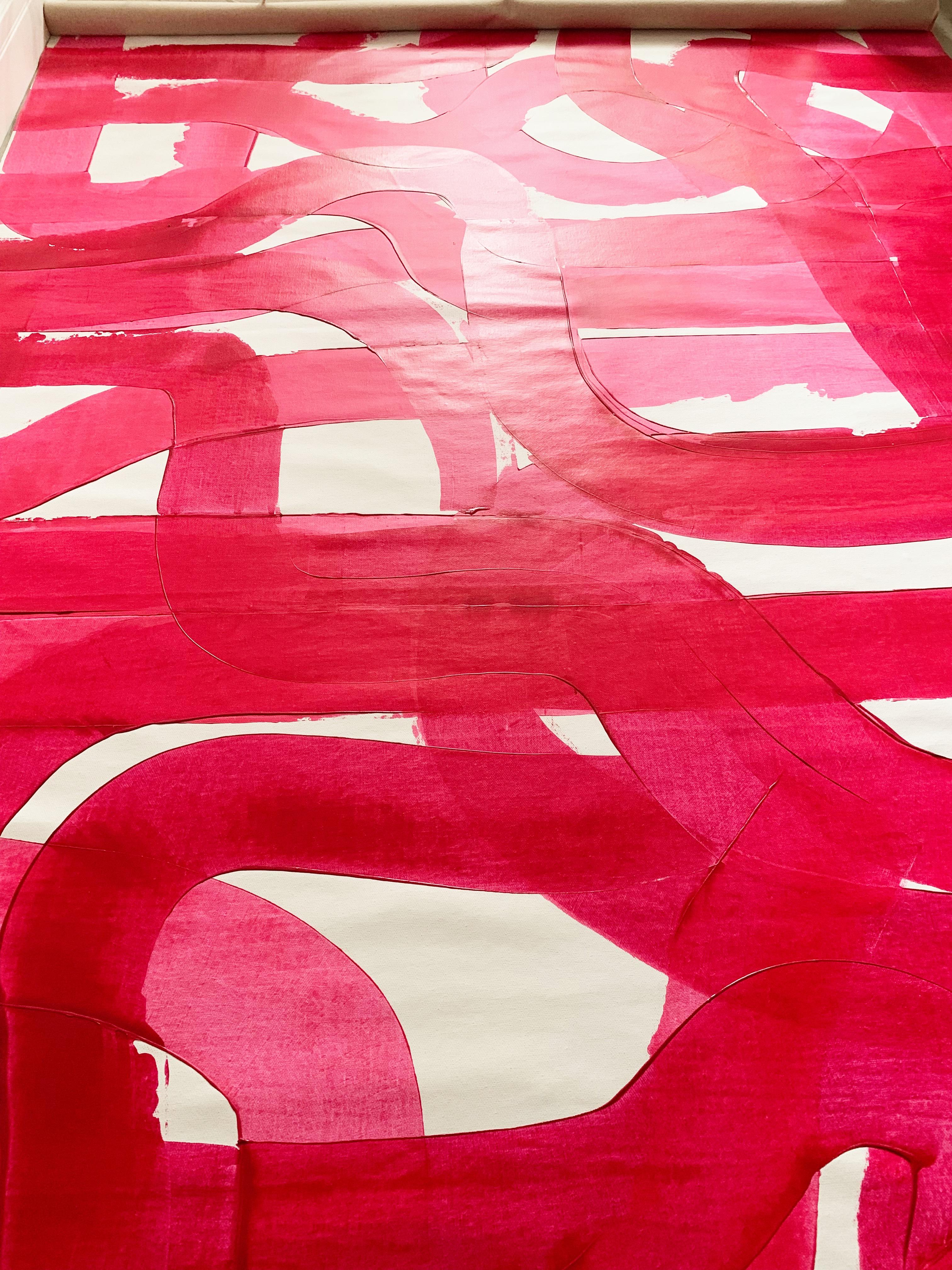 Free Love Magenta – Textured Magenta Abstract Painting on Canvas, 2024 For Sale 5