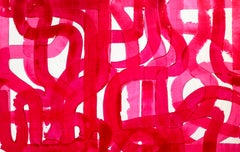 Free Love Magenta - Pittura astratta di colore magenta su tela, 2024