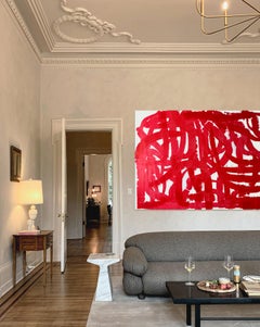Free Red - Pittura astratta rossa su tela, 2024