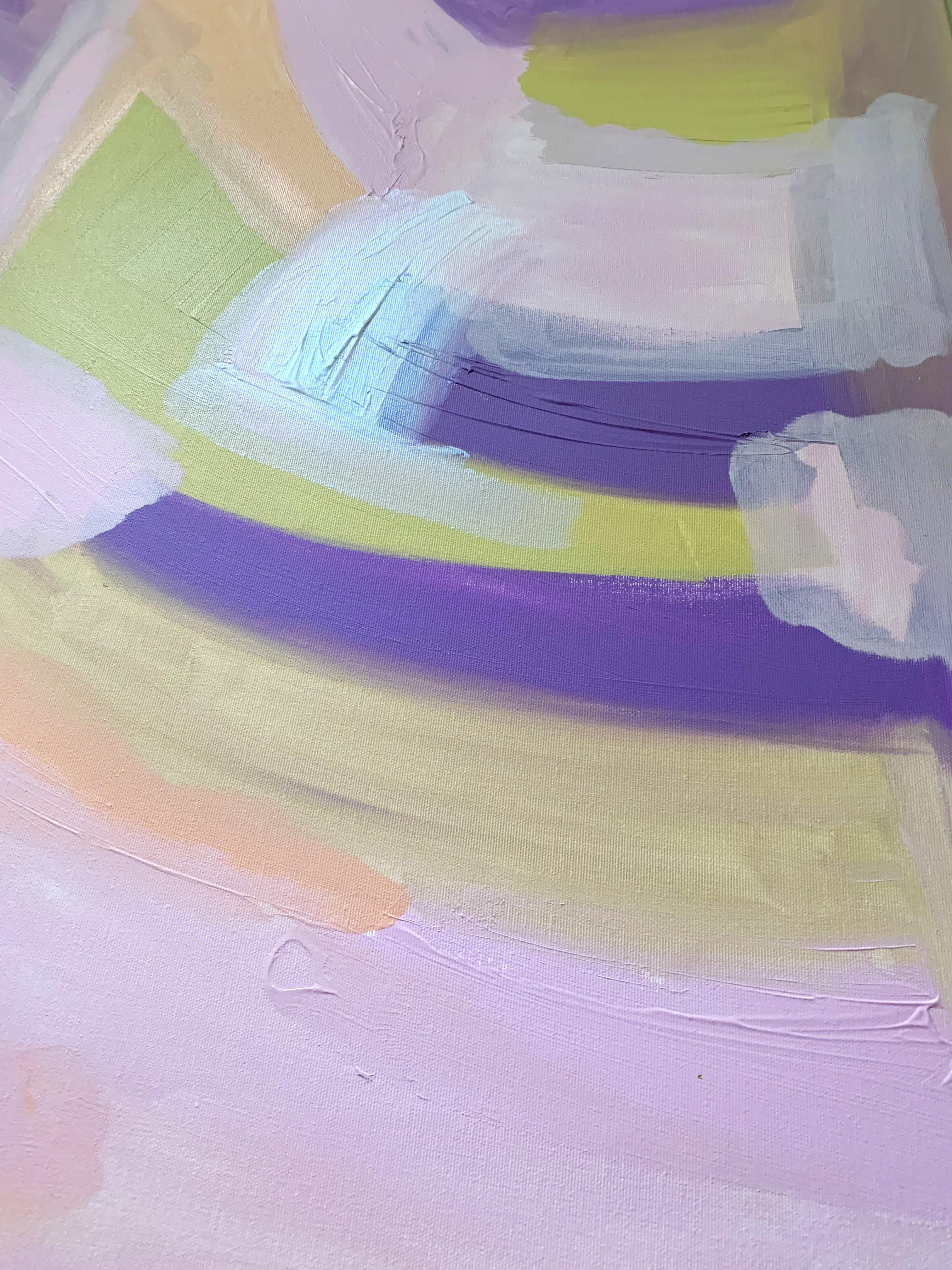 Libero - Pittura astratta su tela con texture viola e rosa, 2024 in vendita 1