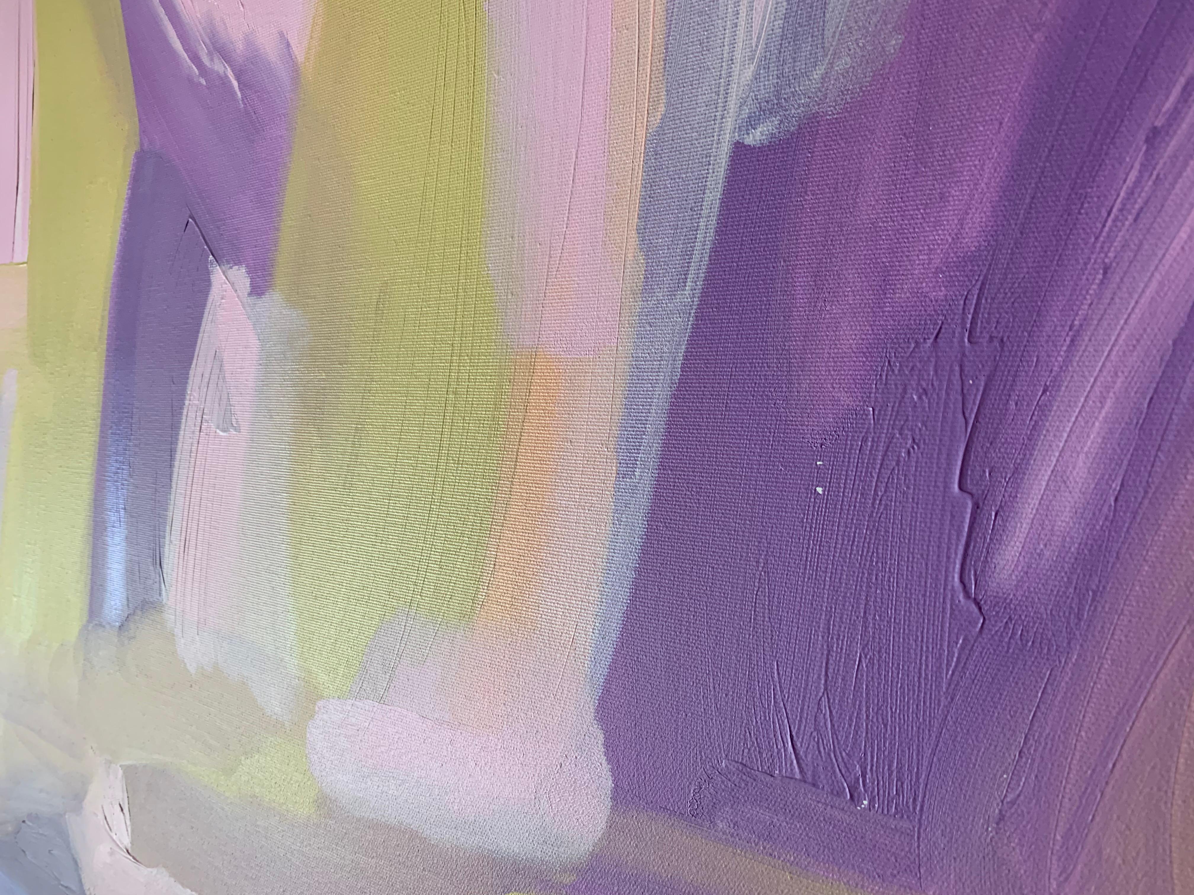 Libero - Pittura astratta su tela con texture viola e rosa, 2024 in vendita 2