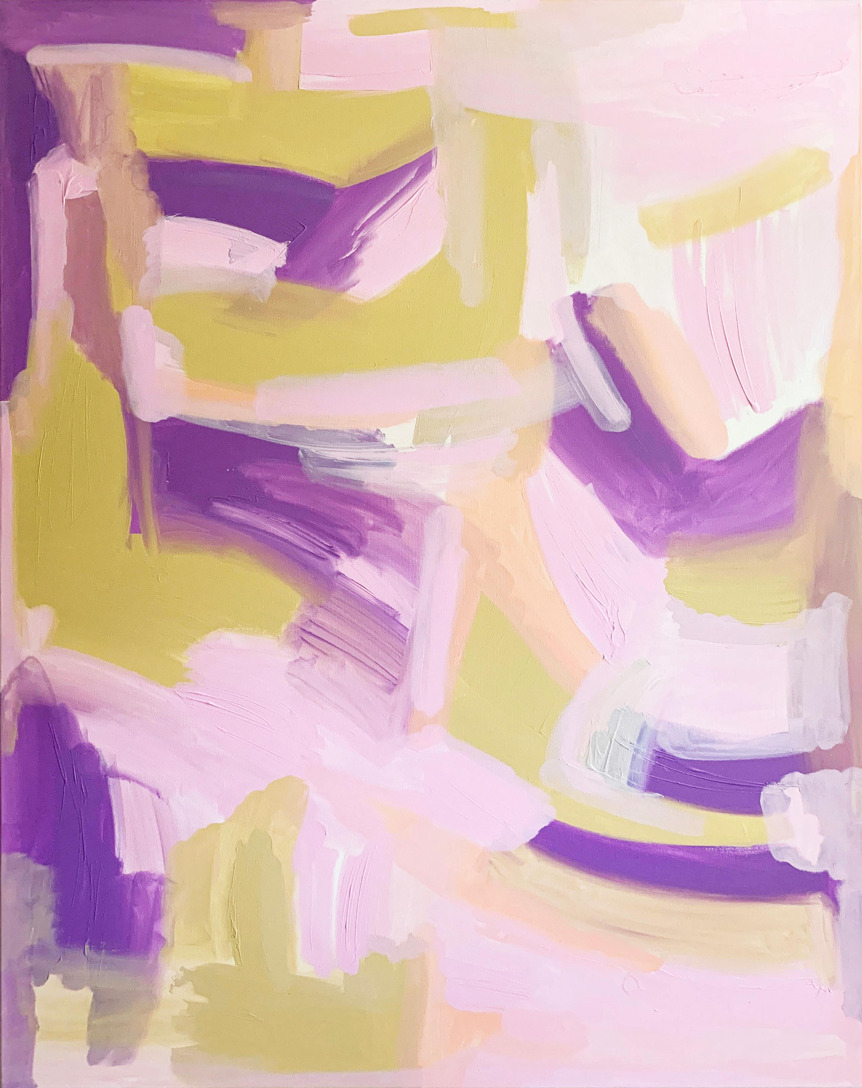 Libero - Pittura astratta su tela con texture viola e rosa, 2024