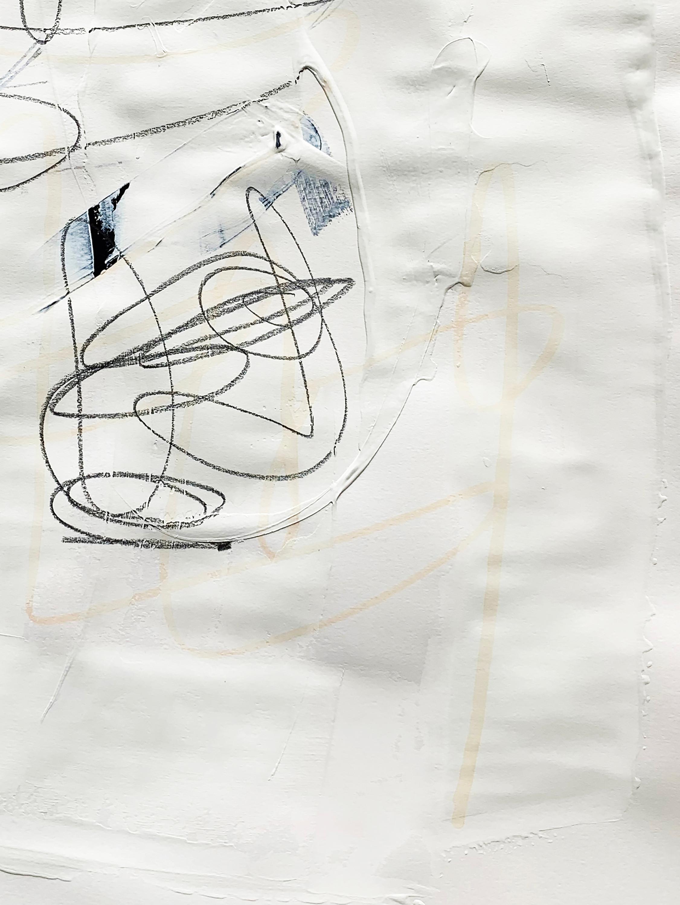 Blanco libre 3 - Pintura abstracta blanca y negra texturizada sobre papel, 2025 en venta 1