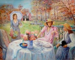 Lady with Umbrella; Monique Baudaux; Late 20th; oil on canvas; 