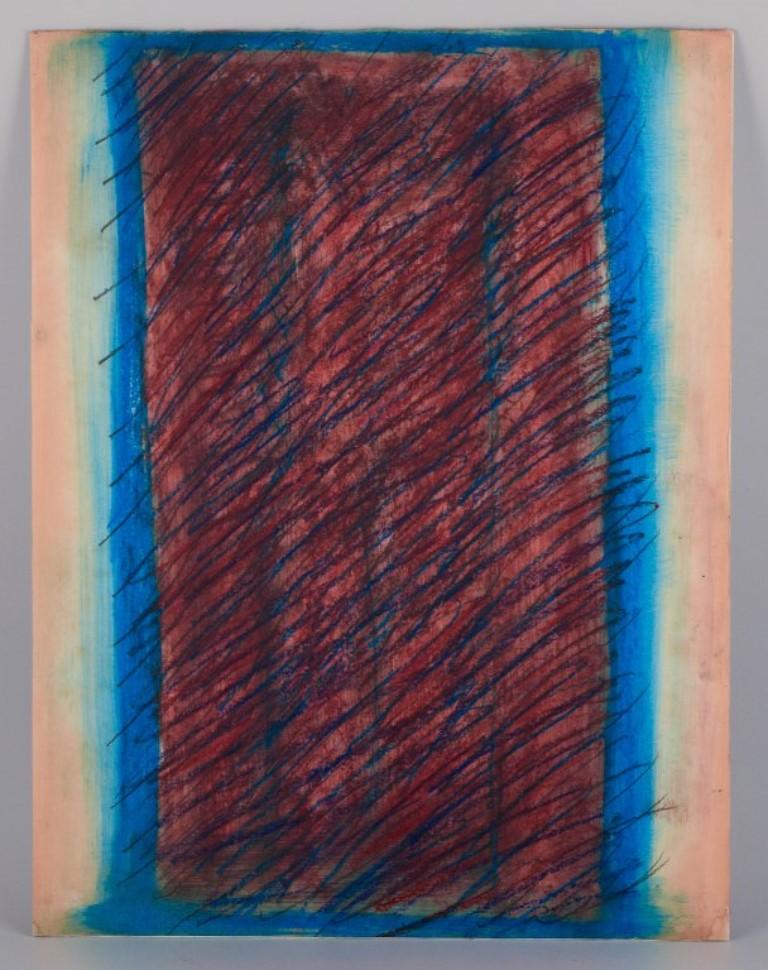 Monique Beucher (1934), artiste française. 
Technique mixte sur papier.
Composition abstraite. 
Environ dans les années 1980.
En parfait état. Légèrement jauni.
Dimensions : 50,0 cm x 65,0 cm : 50,0 cm x 65,0 cm.
