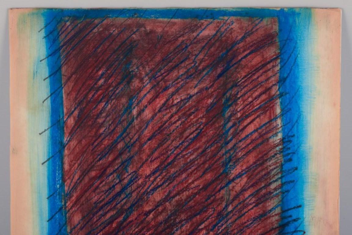 Monique Beucher (1934), artiste française. Techniques mixtes / papier. Composition abstraite Excellent état - En vente à Copenhagen, DK